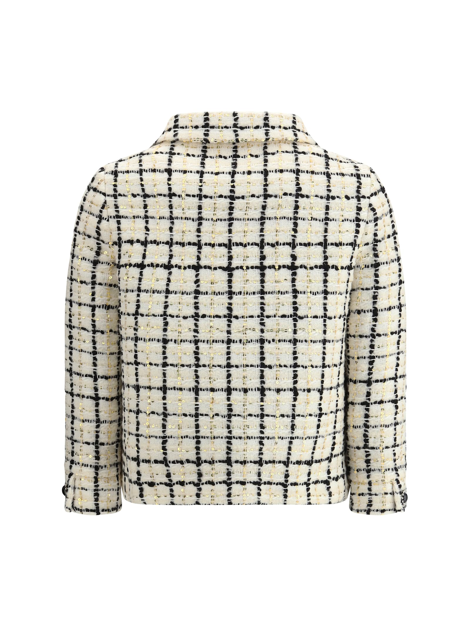 Valentino Cropped Embellished Cotton-blend Tweed Jacket In Avorio/nero/oro