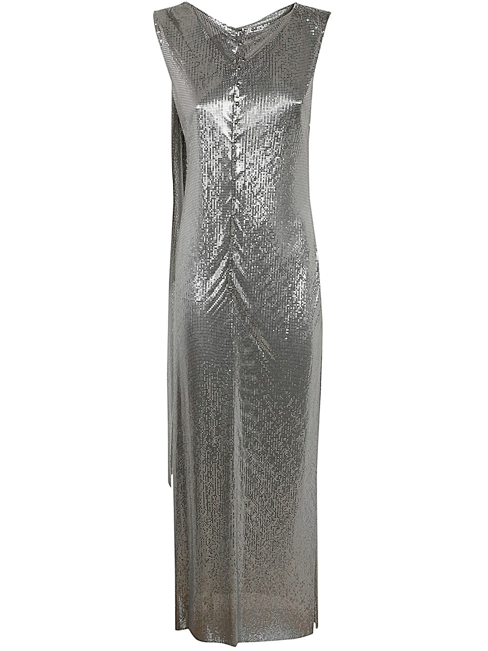 Shop Rabanne Mini Mesh Robe In Silver