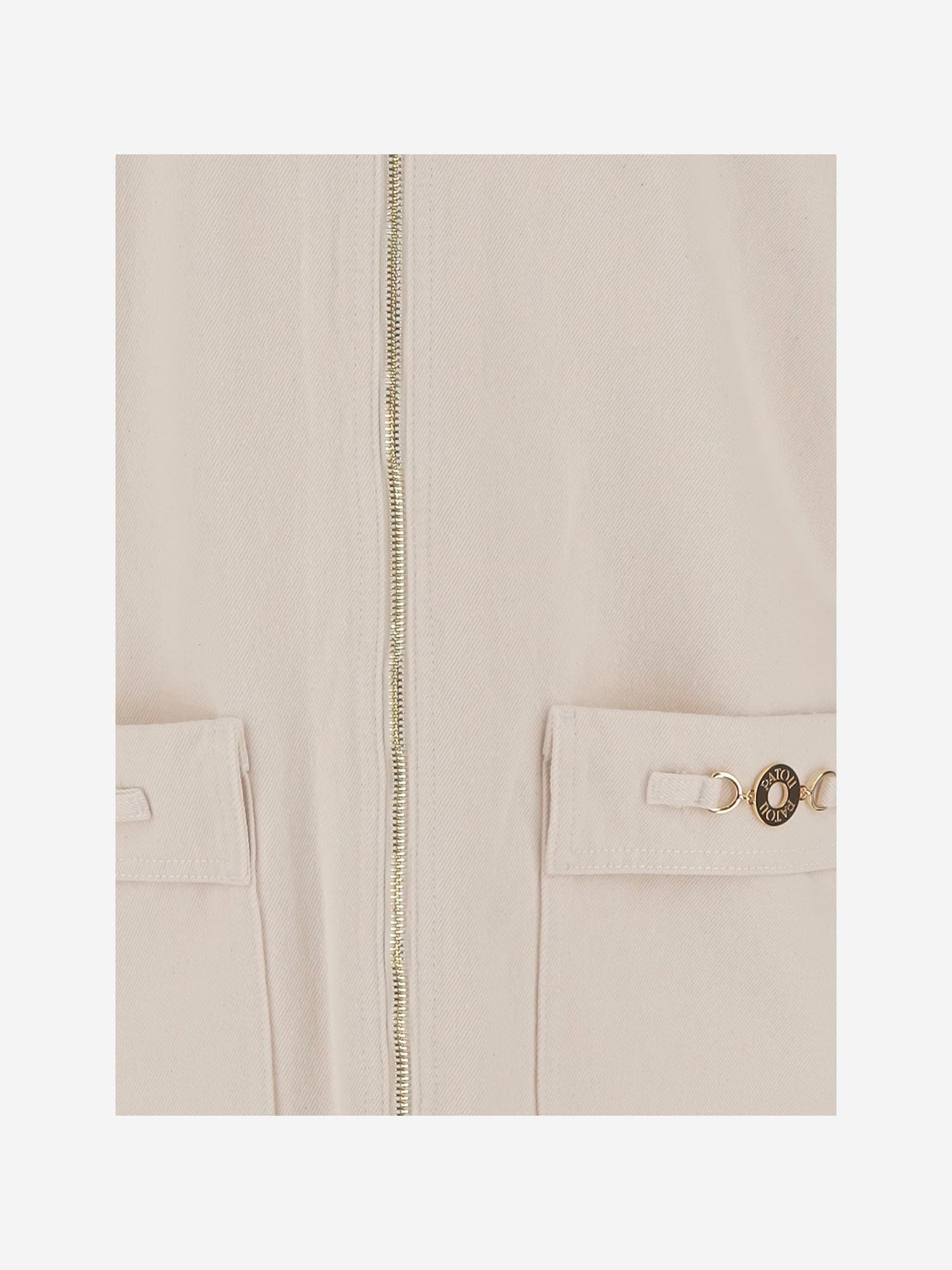 Patou Beige Zipped Denim Mini Dress In White