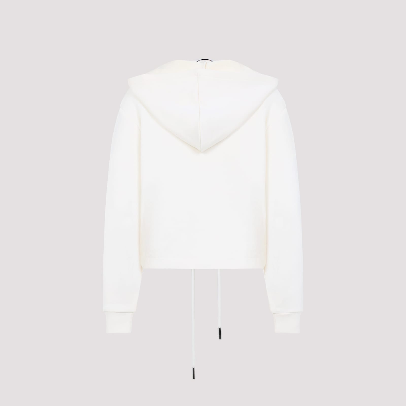Moncler Cotton Fleece Zip Up Jacket In White