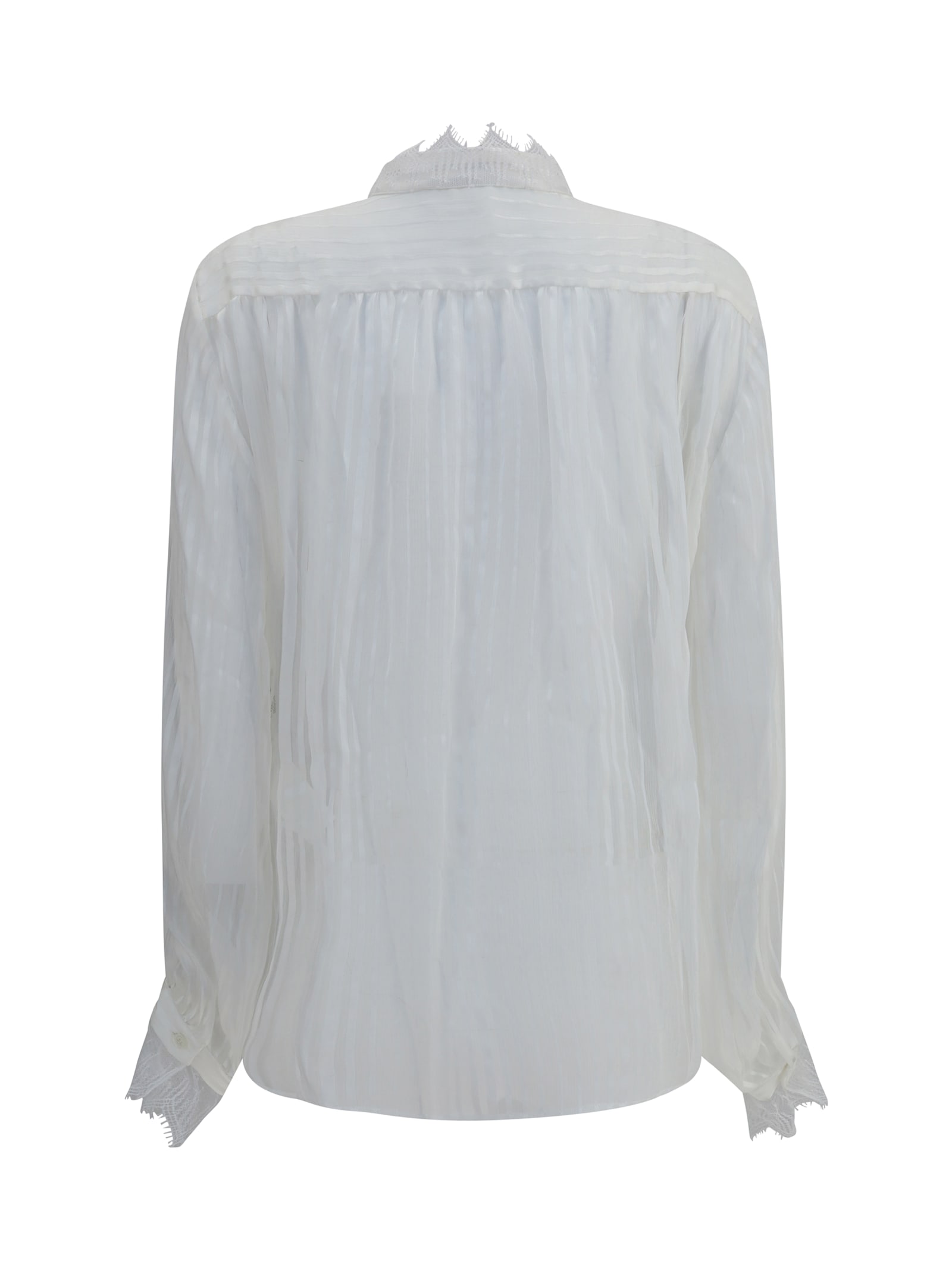 Chloé Women Ruffled Silk Muslin And Lace Blouse In Gray