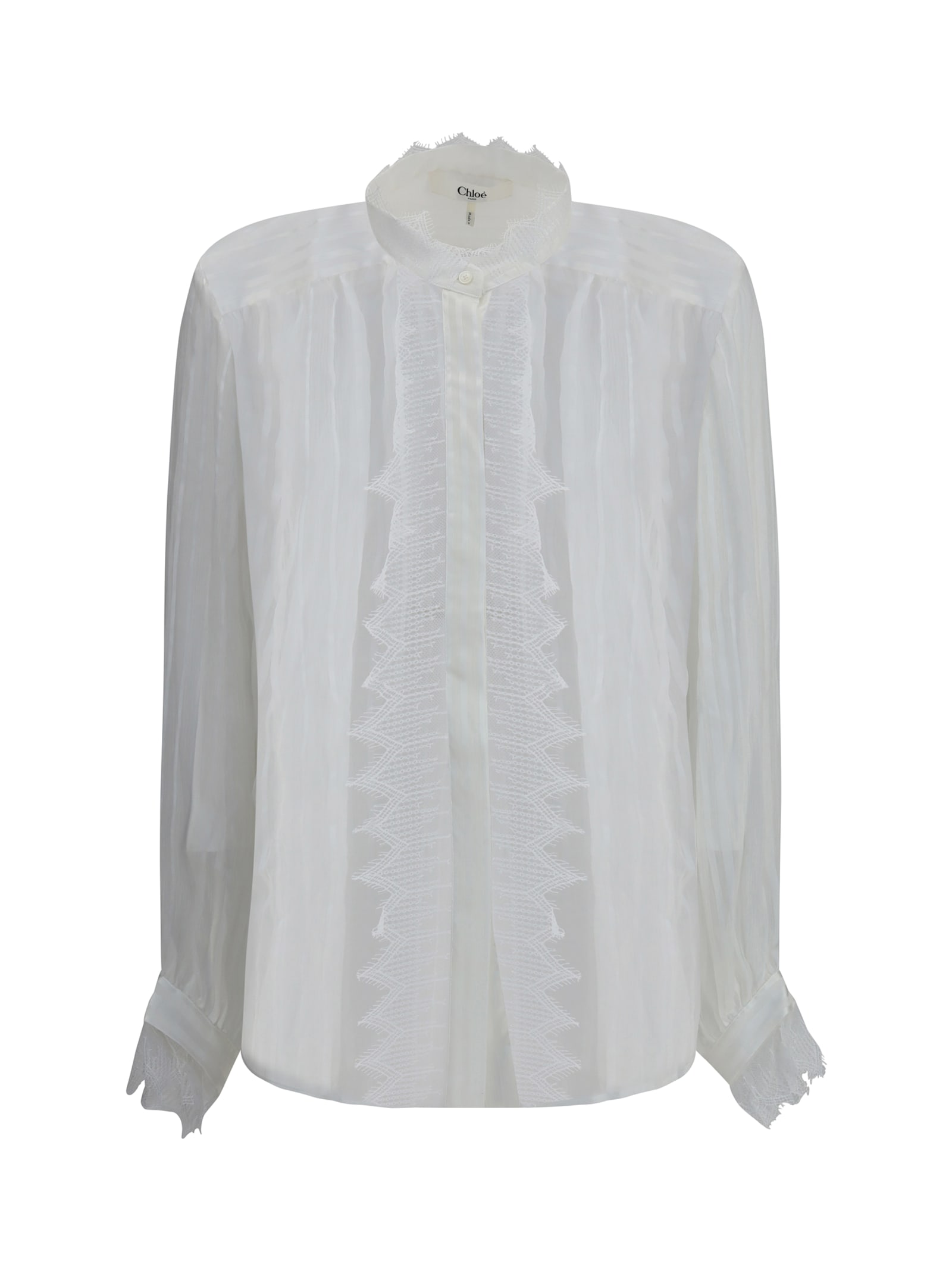 Chloé Ruffled Silk Muslin And Lace Blouse
