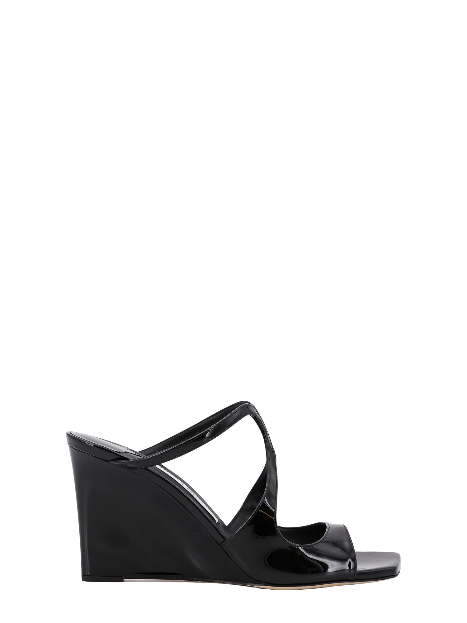 Jimmy Choo Anise Patent Leather Wedge Sandals In Black