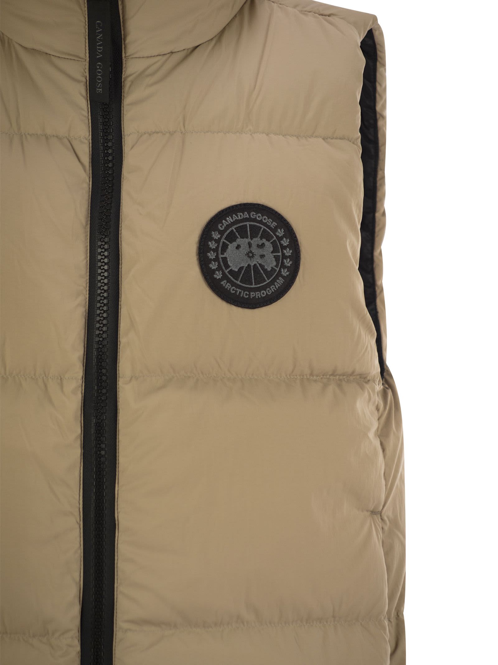 Shop Canada Goose Lawrence - Padded Gilet With Black Logo In Sand