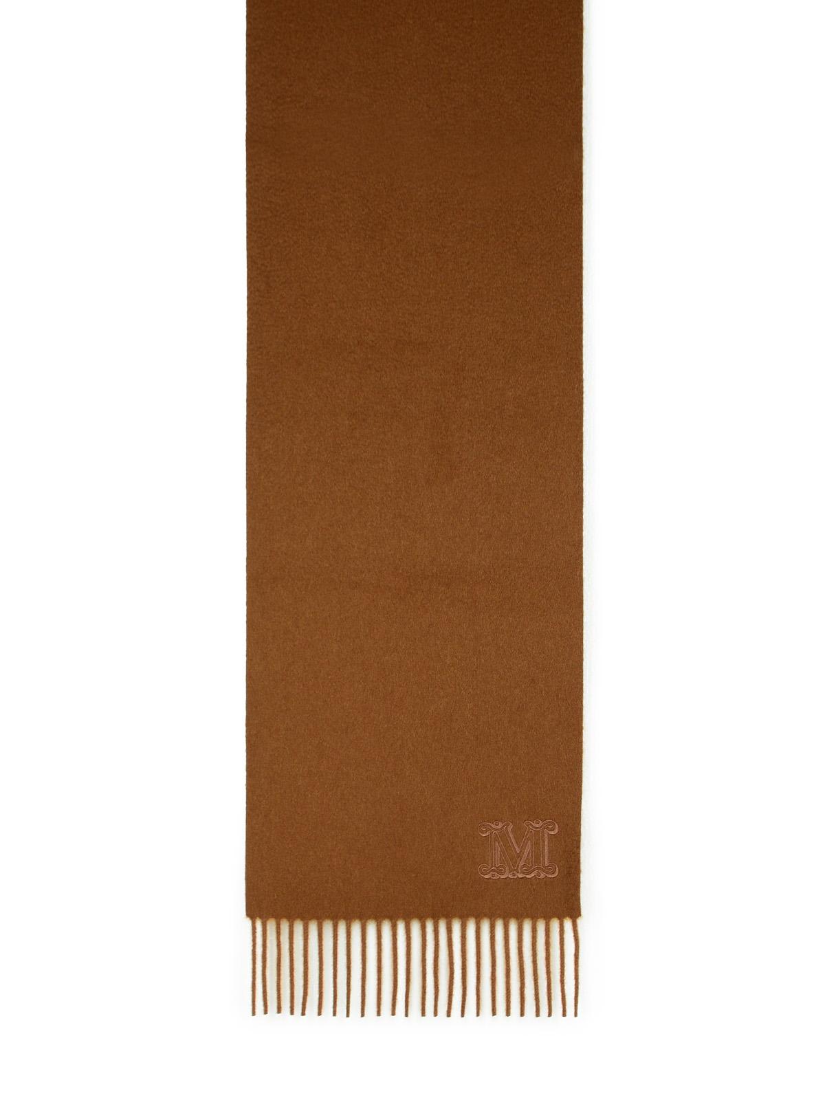 Max Mara Wsdalia Cashmere Stole With Brown Monogram Embroidery In Brown