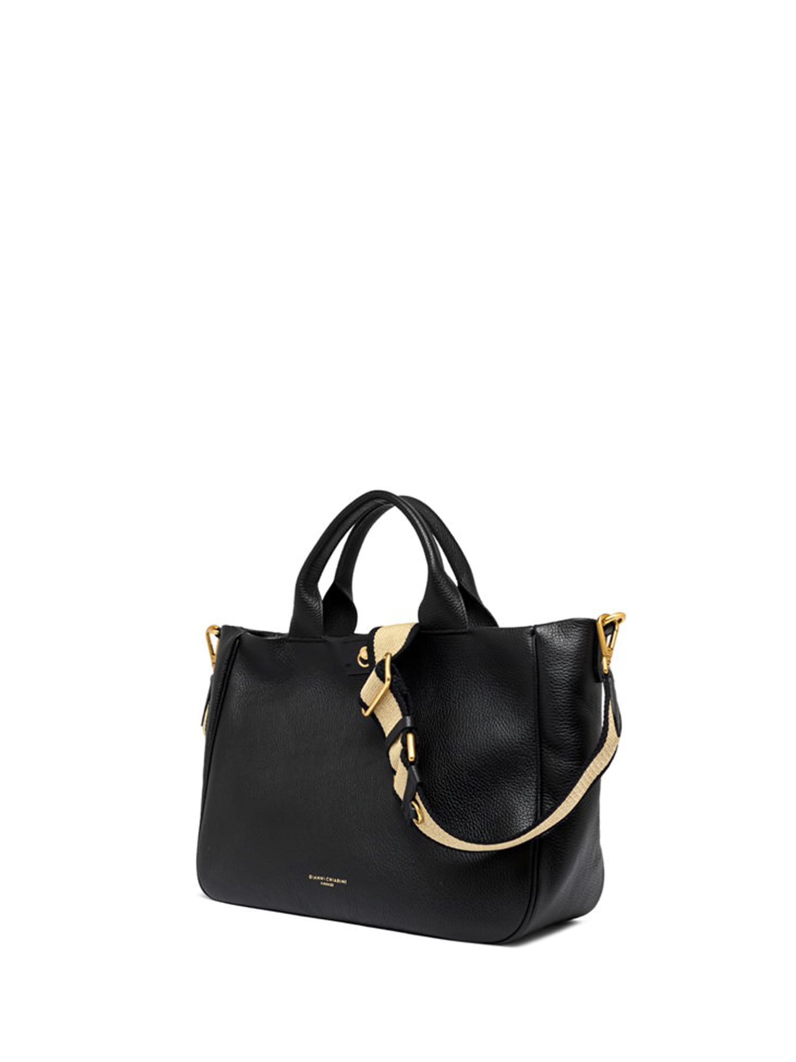 Shop Gianni Chiarini Black Armonia Shoulder Bag With Double Handle In Nero