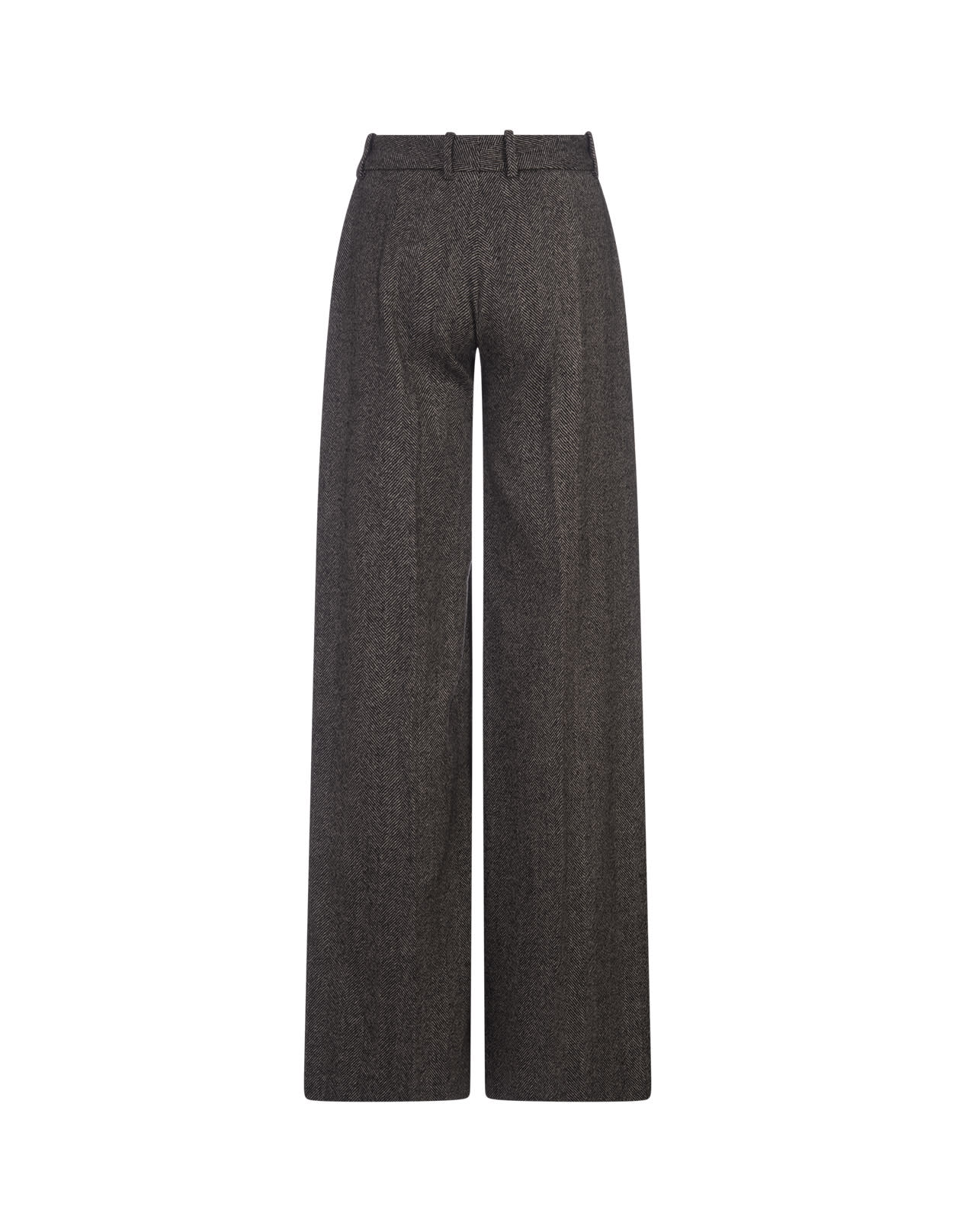 Shop Ermanno Scervino Wide Trousers With Herringbone Pattern In Black