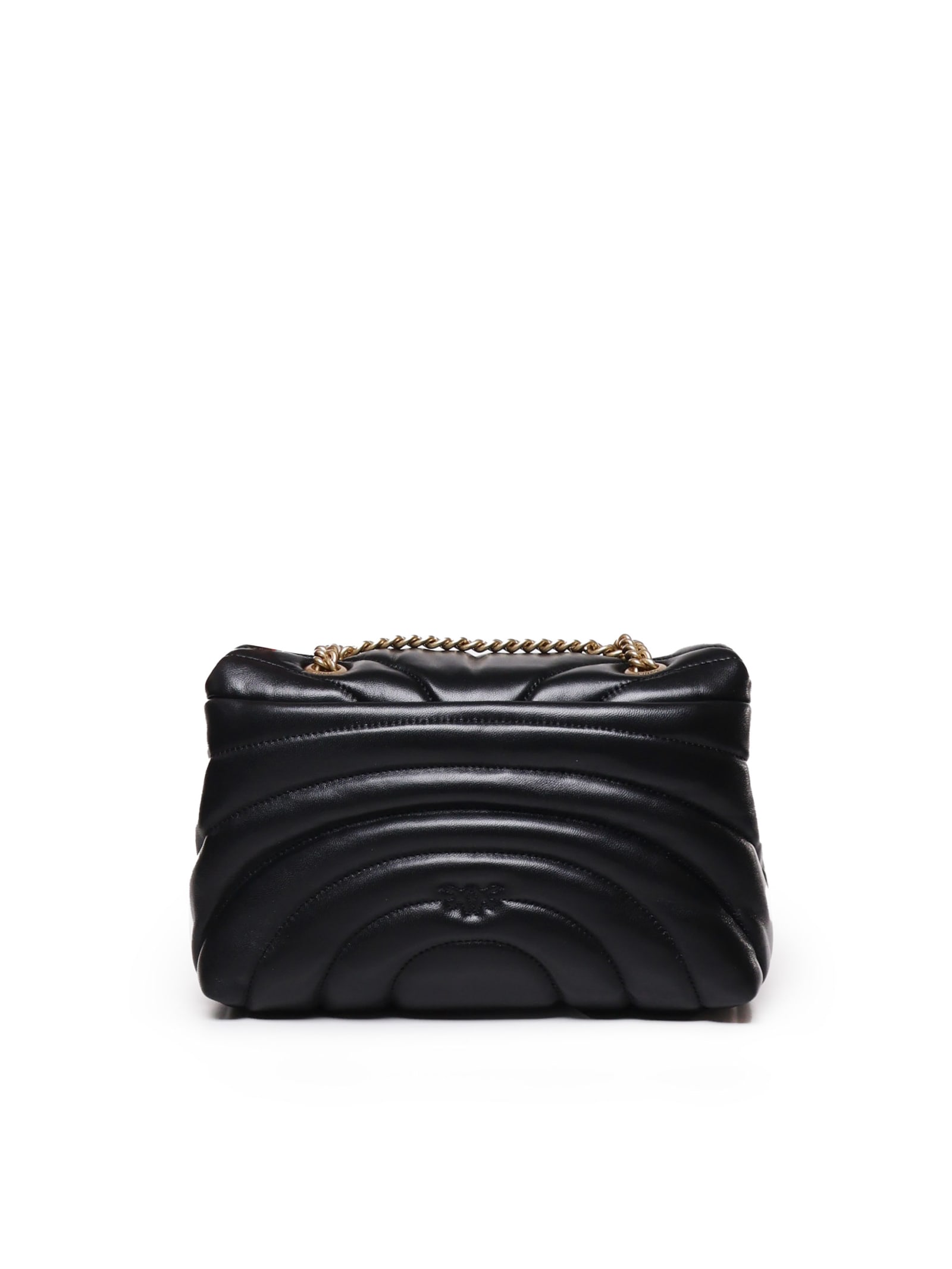 Shop Pinko Classic Love Bag Puff In Nero Antique Gold