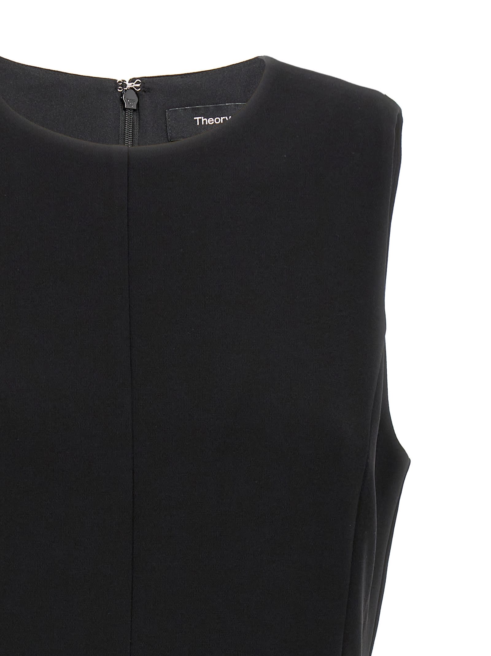 Theory Flare Dress Waist Round Neckline In Black
