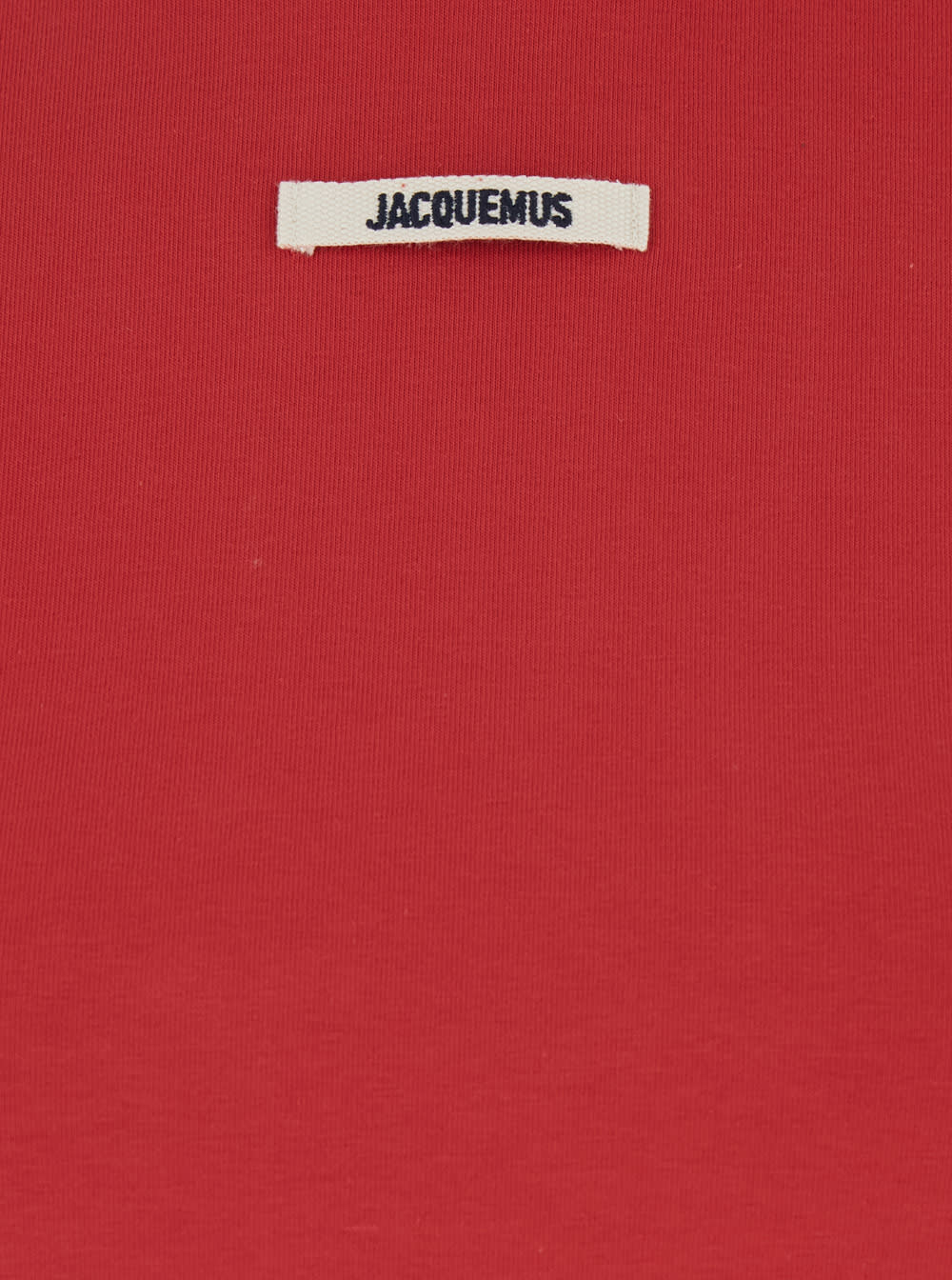 Jacquemus Le T-shirt Gros Grain Red Crewneck T-shirt With Logo Patch On The Front In Cotton Stretch Woman In Red