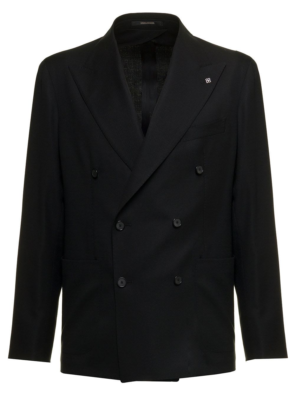 Tagliatore Mans Black Wool Double-breasted Jacket
