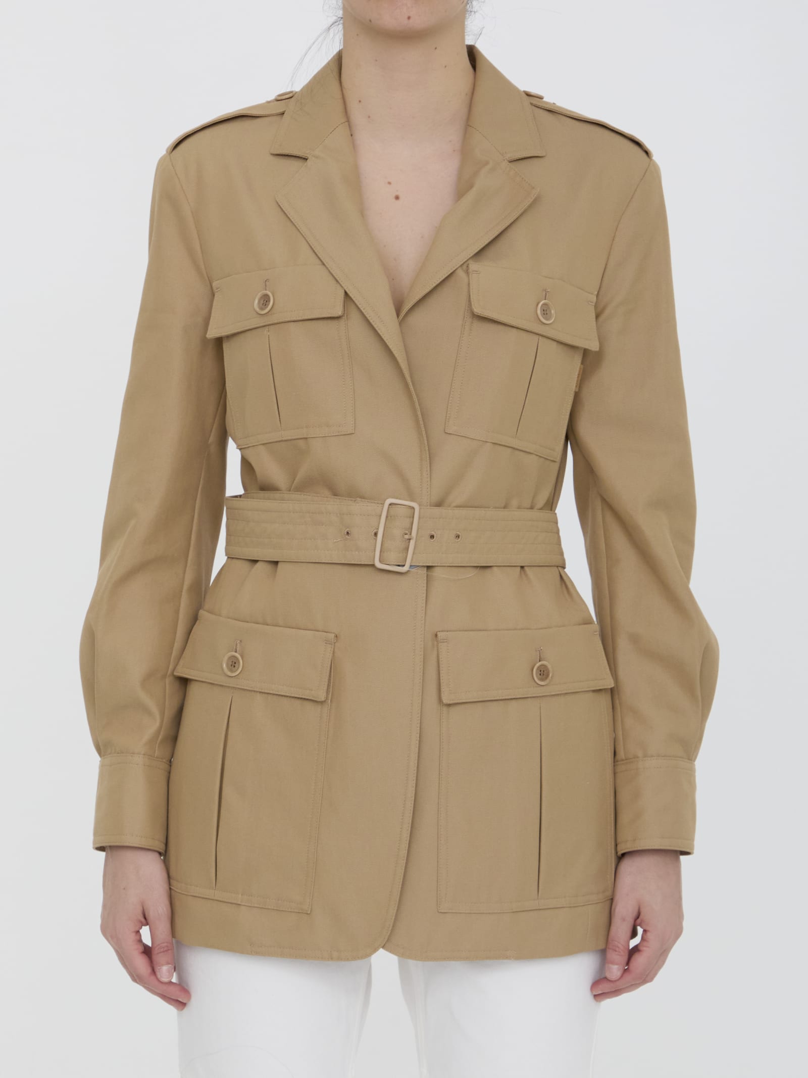 Shop Max Mara Pacos Safari Jacket In Beige