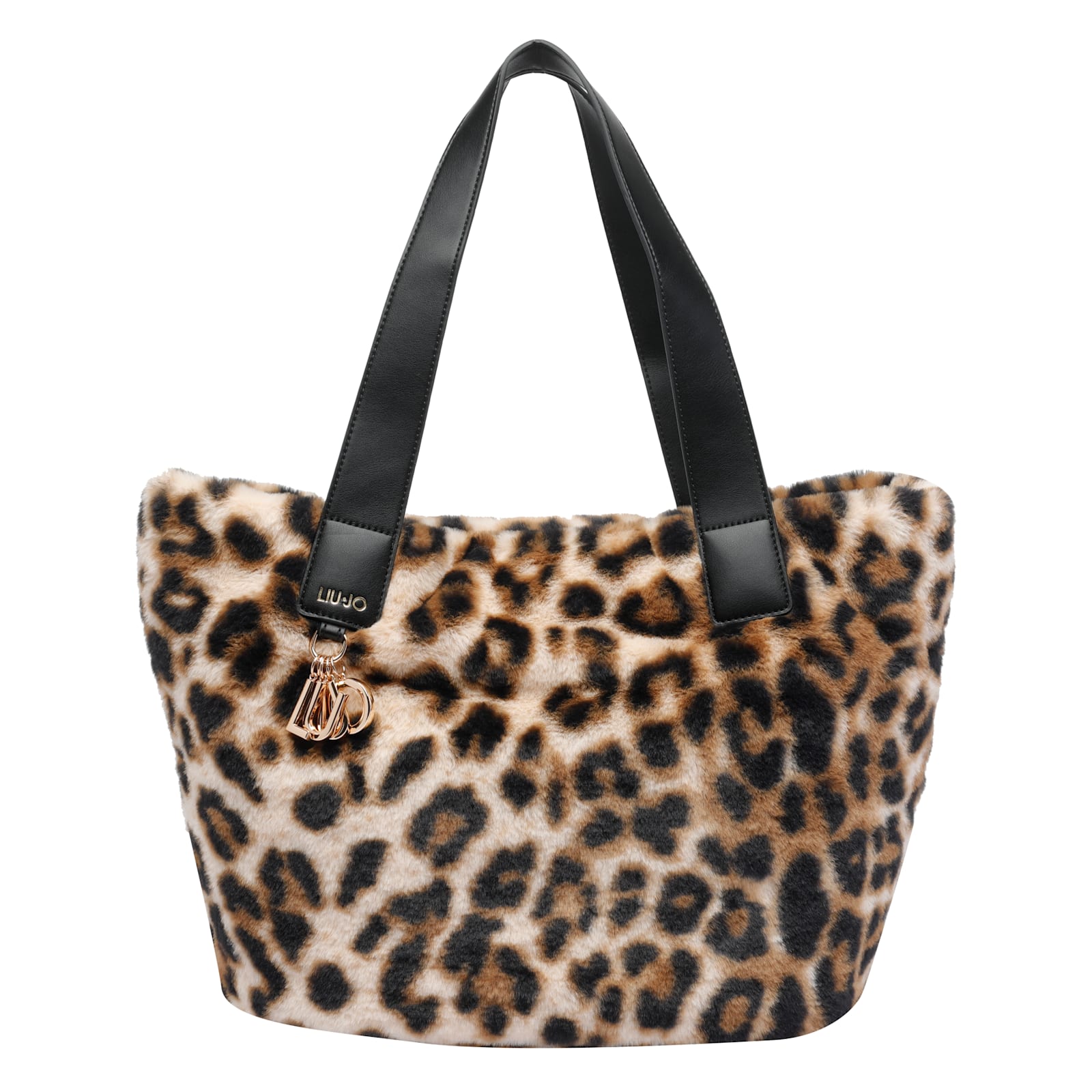 Liu •jo Leopard Print Faux Fur Shoulder Bag In Brown