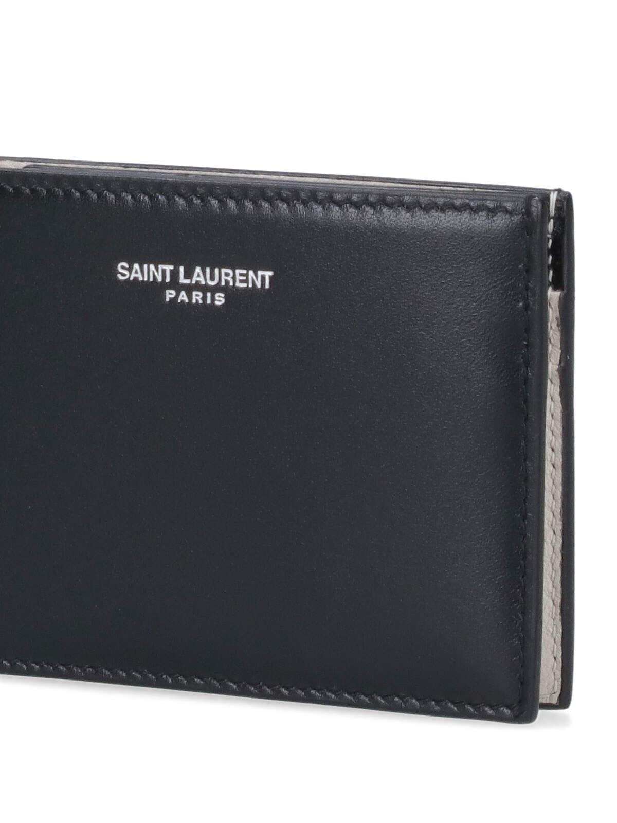 Shop Saint Laurent Paris Bi-fold Card Holder In Nero Crema Soft