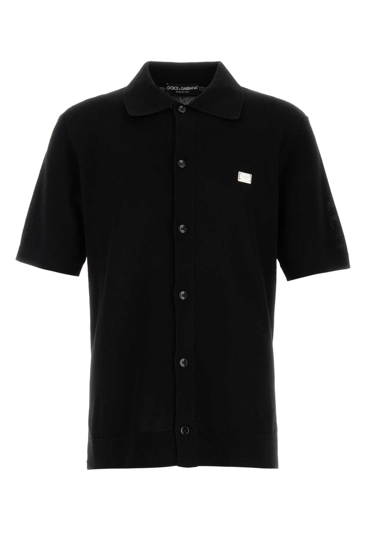 DOLCE & GABBANA BLACK COTTON POLO SHIRT