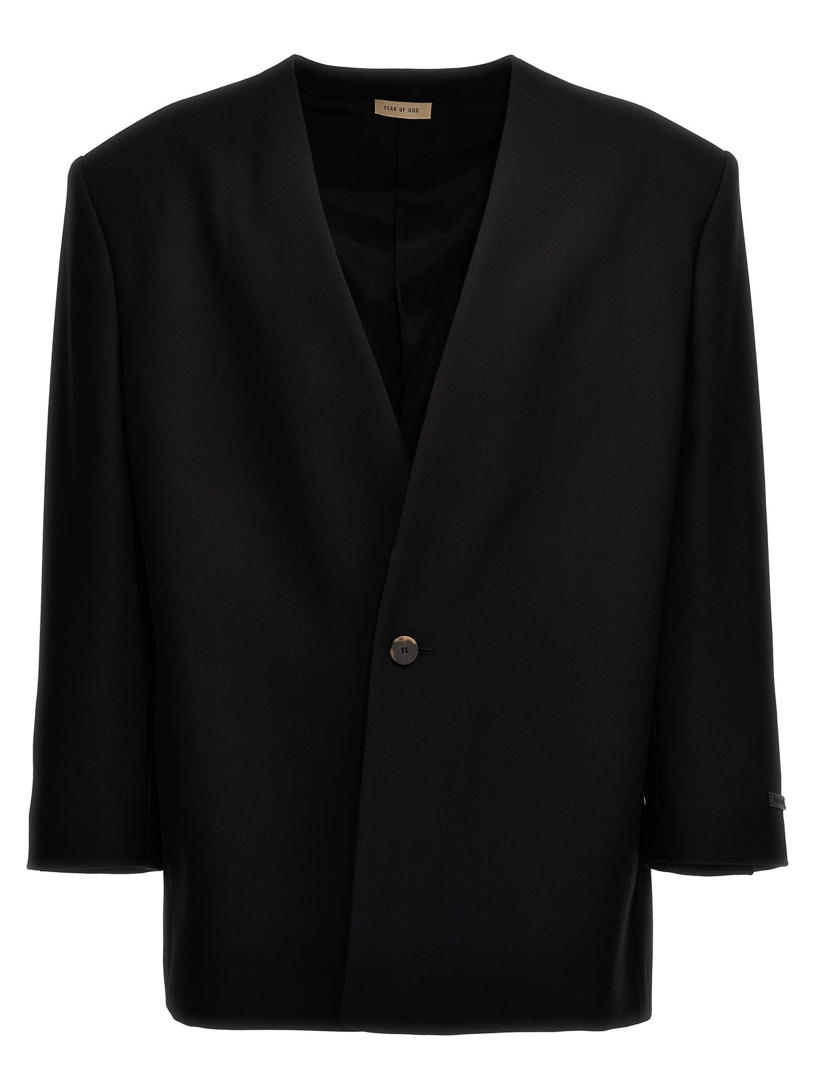 Shop Fear Of God Lapeless Suit Blazer In Black