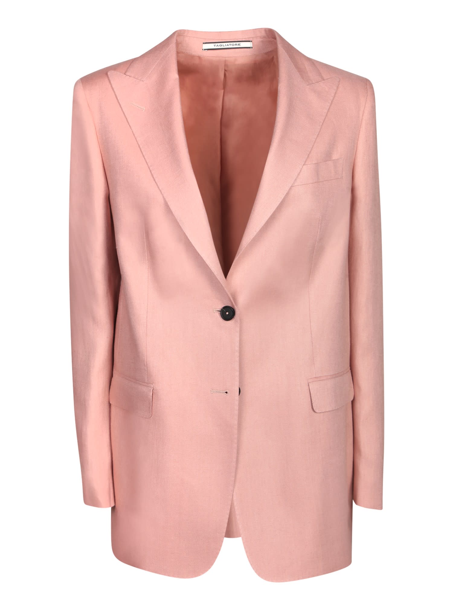 Tagliatore Single-breasted Pink Jacket With Welt Pockets In Pink