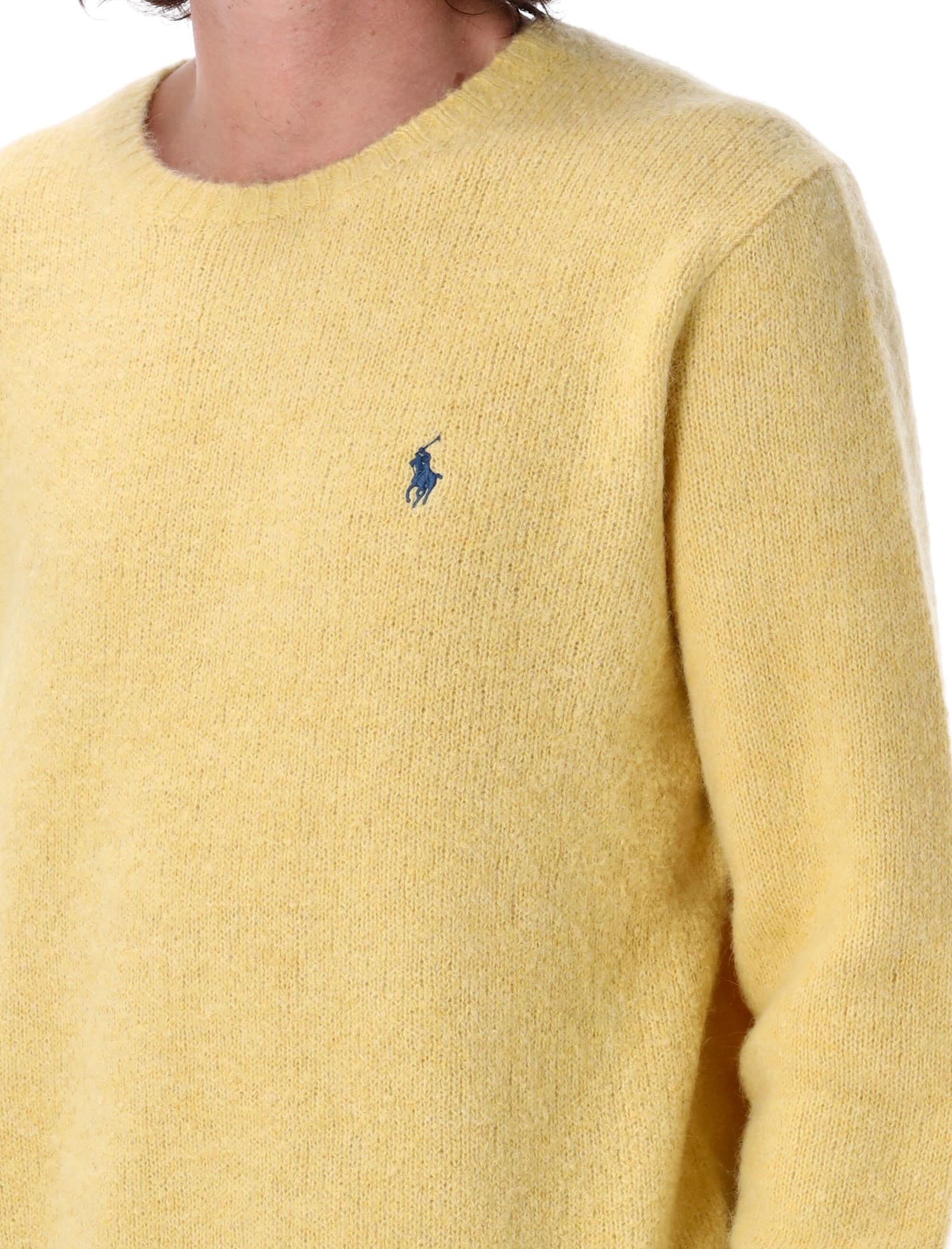 Shop Polo Ralph Lauren Wool-blend Crew Neck Jumper In Yellow