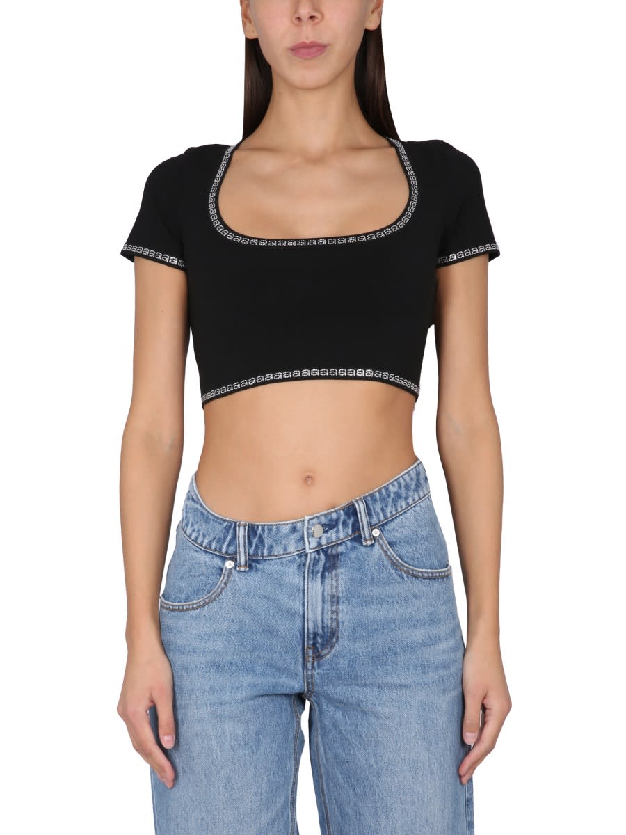 Alexander Wang Bright Logo Top In Black