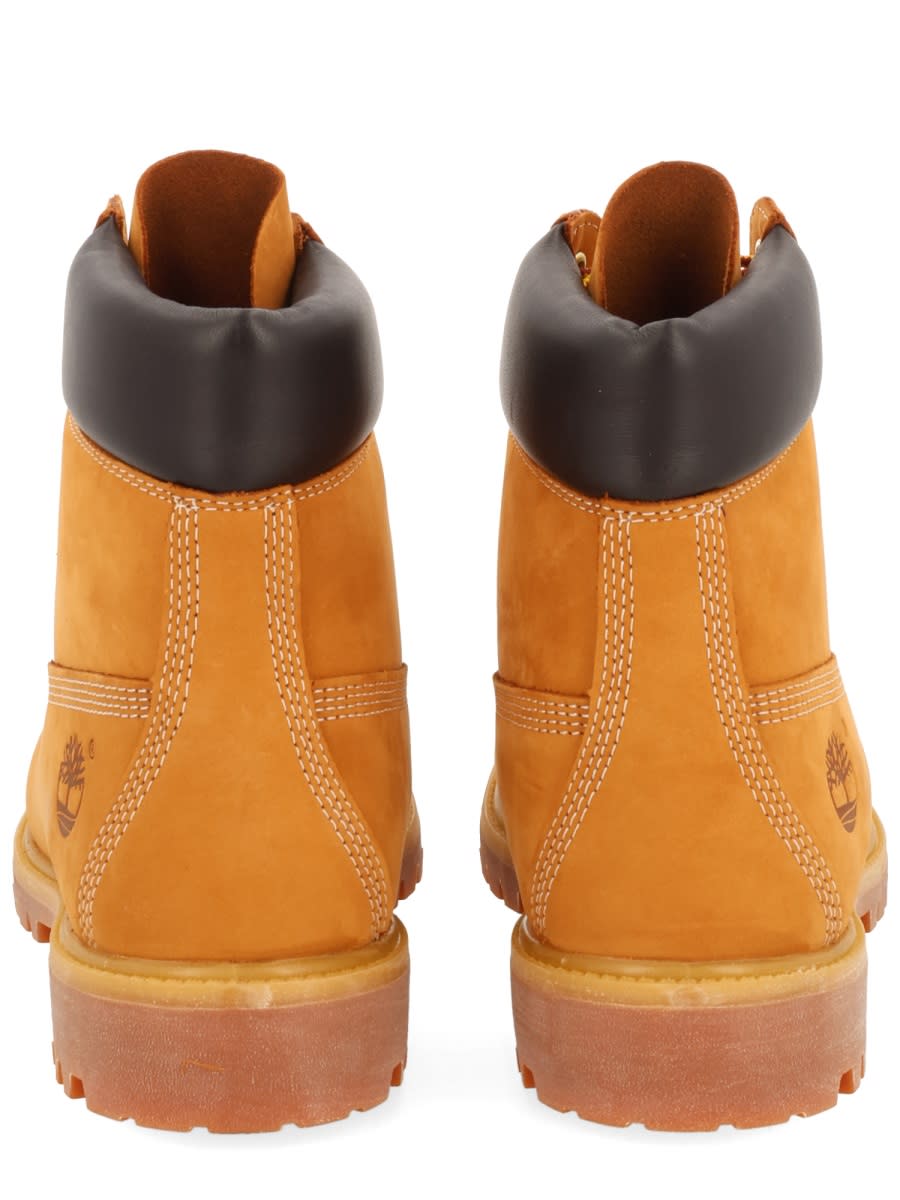 Timberland Laced Ankle Boot With Logo In Yellow