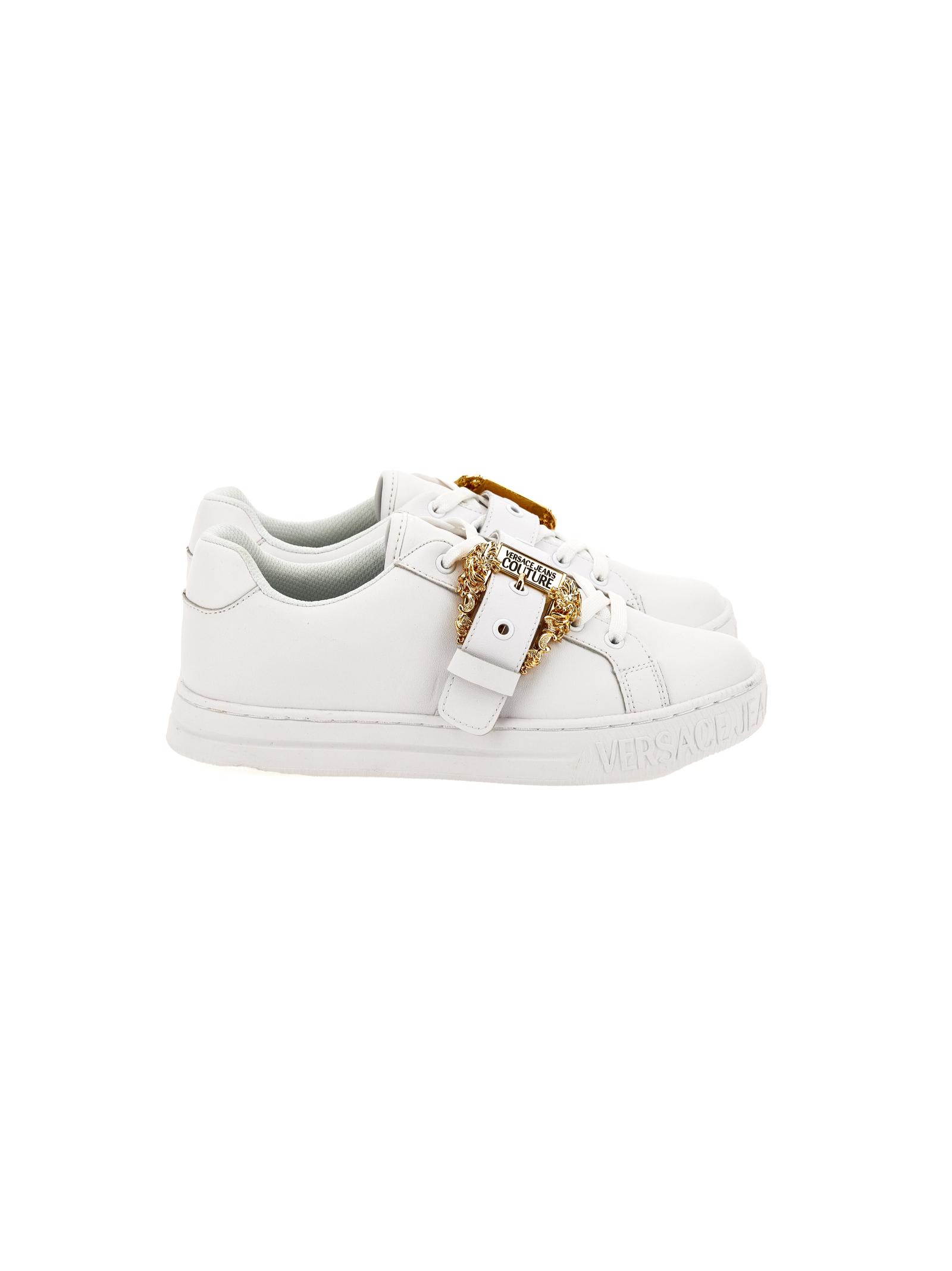 Versace Jeans Couture Jeans Couture Leather Logo Sneakers In White