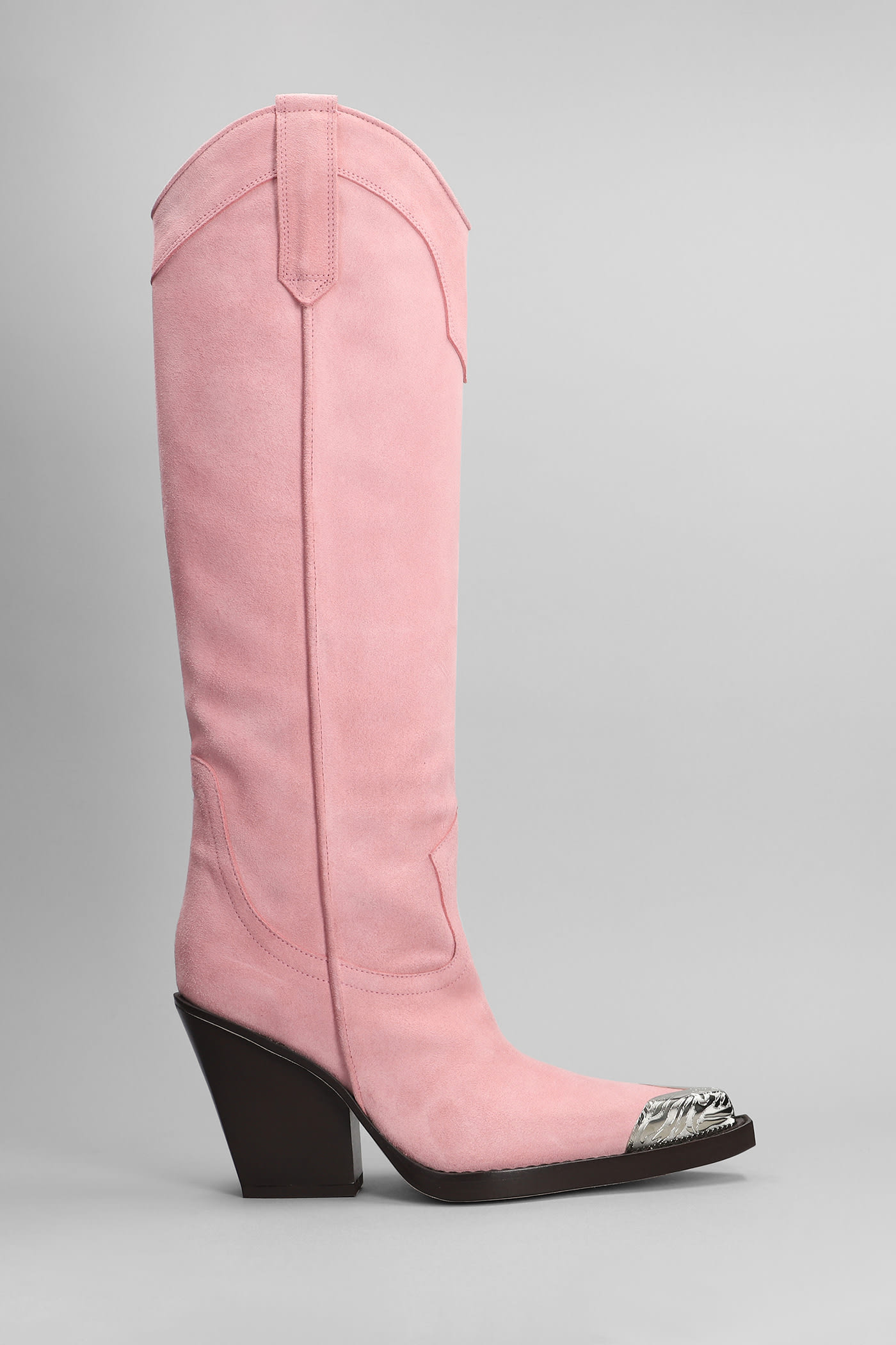 El Dorado Texan Boots In Rose-pink Suede