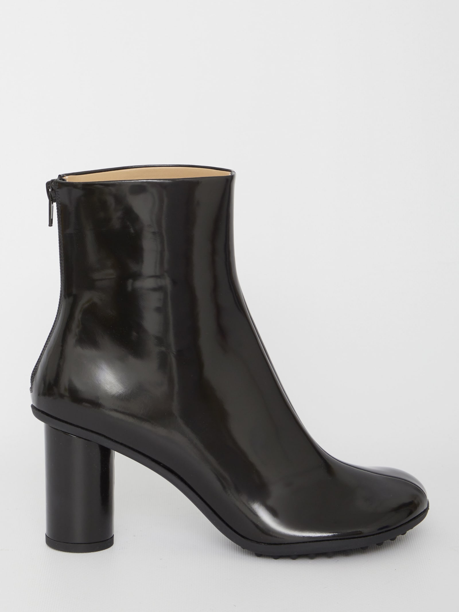 Bottega Veneta Tube Heel Atomic Leather Booties 10cm In Black