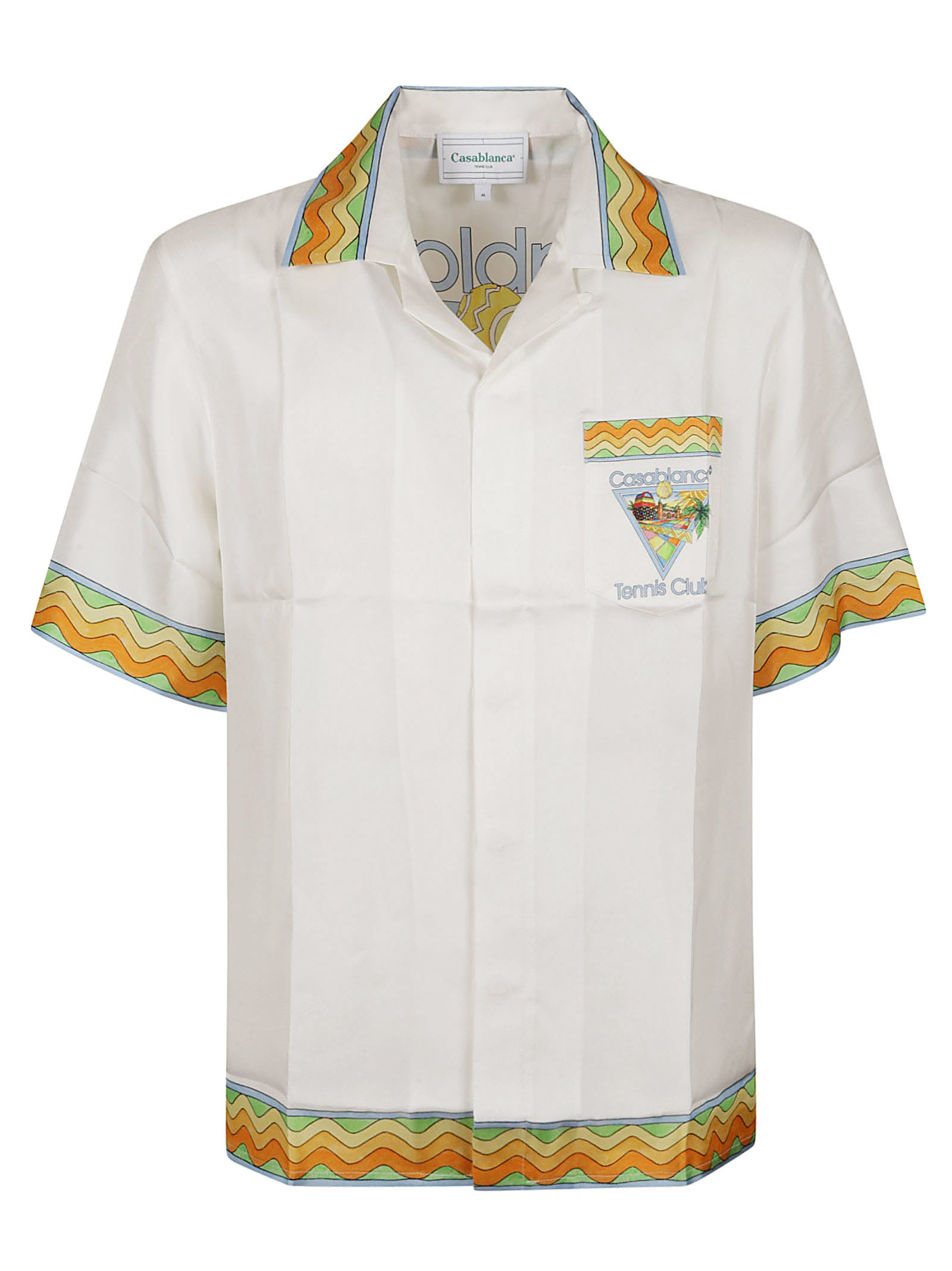 Shop Casablanca Afro Cubism Tennis Club Silk Shirt In White