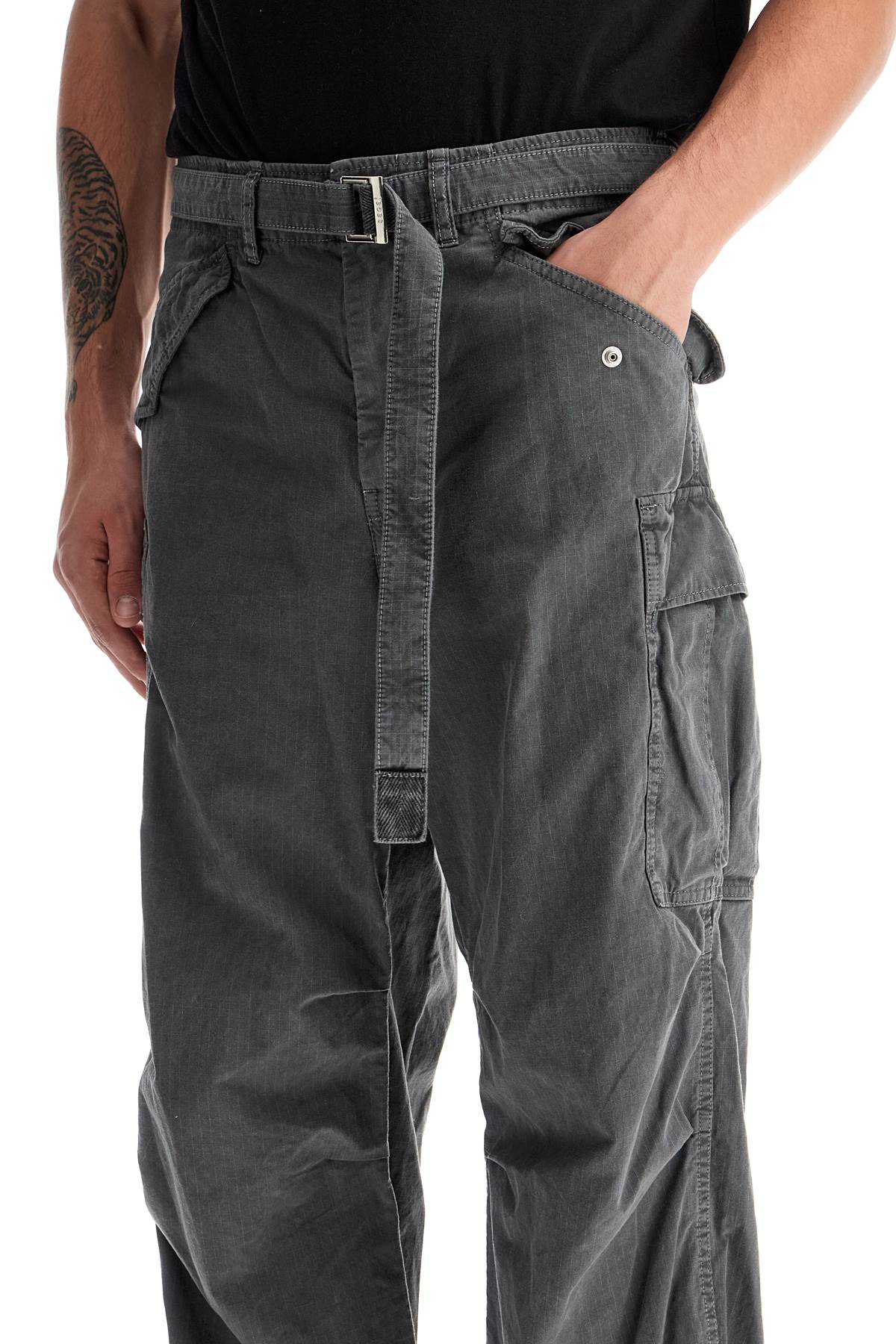 Shop Sacai Ripstop Cargo Pants In In Black (grey)