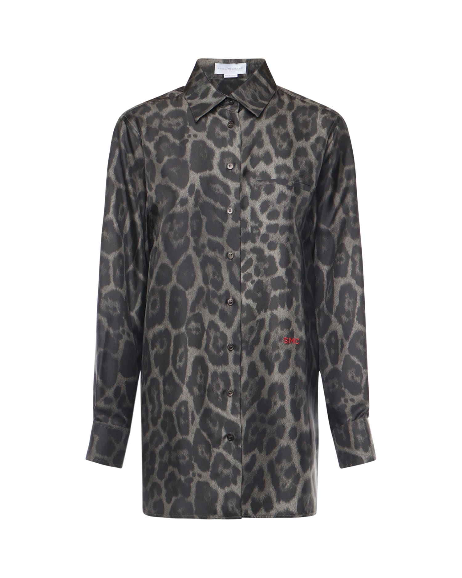 Stella Mccartney Leopard Print Shirt With Classic Collar And Embroidered Detail In Multi
