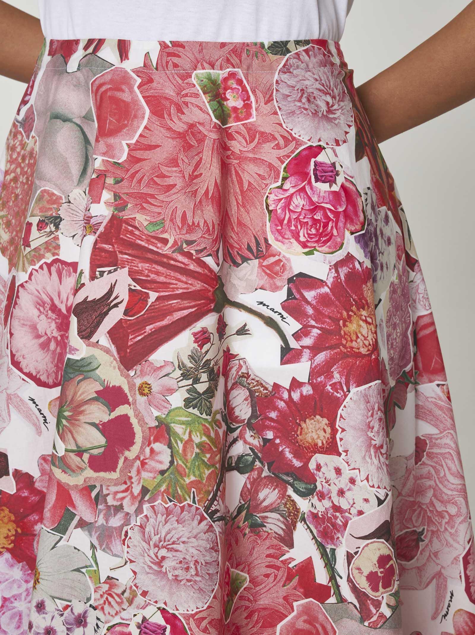 Shop Marni Print Cotton Midi Skirt In Multicolour
