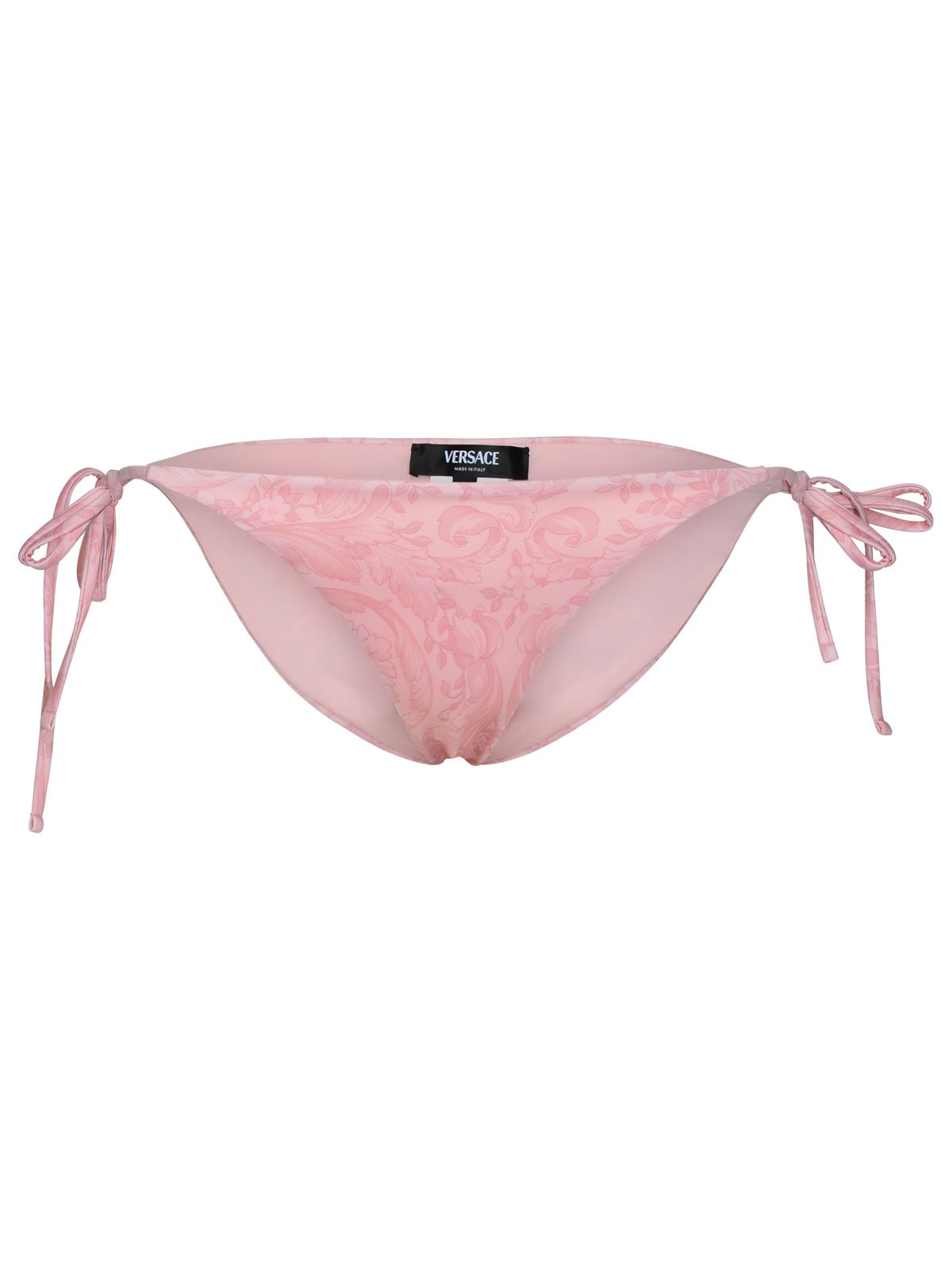 Shop Versace Barocco Pink Polyester Blend Bikini Bottoms In Pale Pink (pink)