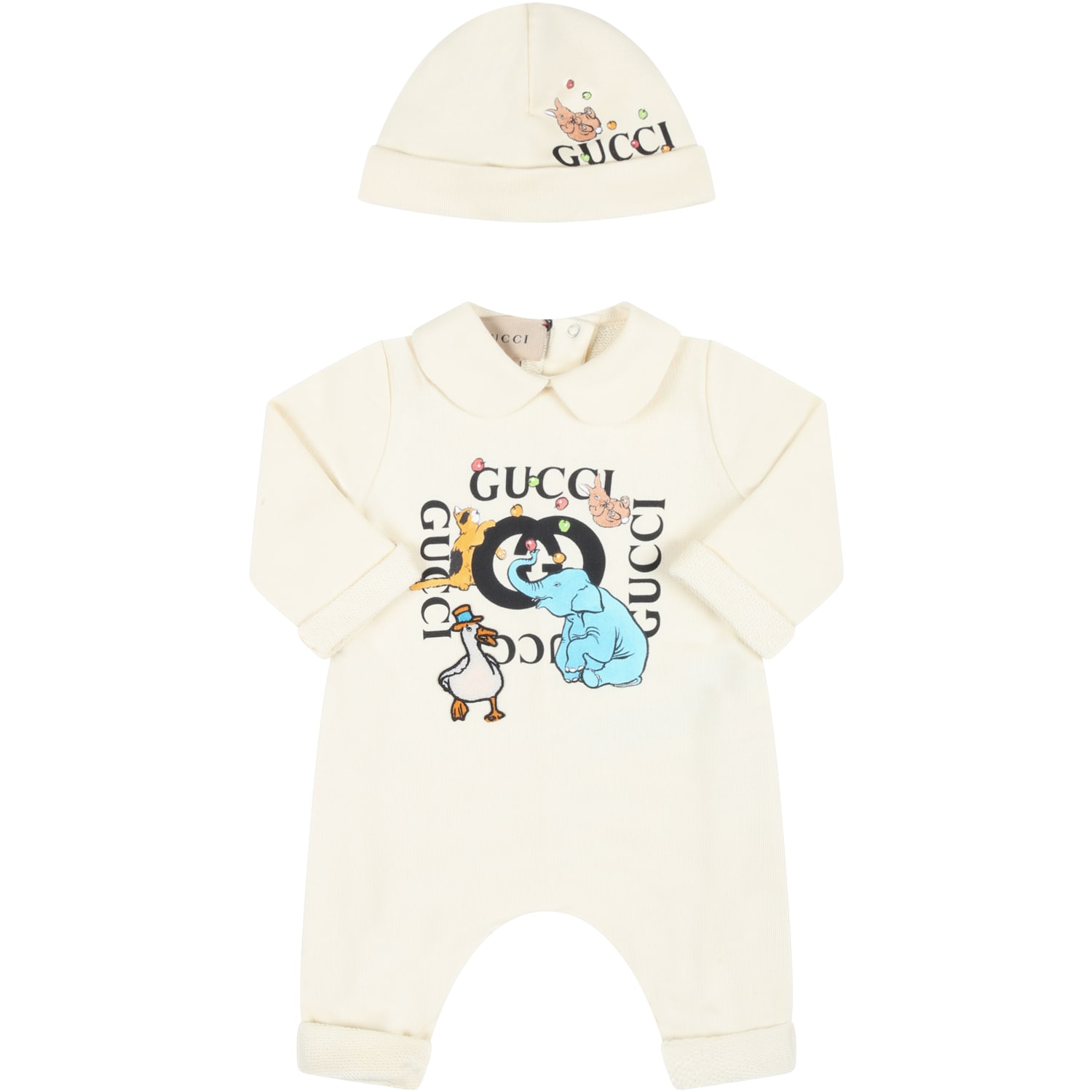 GUCCI IVORY SET FOR BABY BOY WITH LOGO