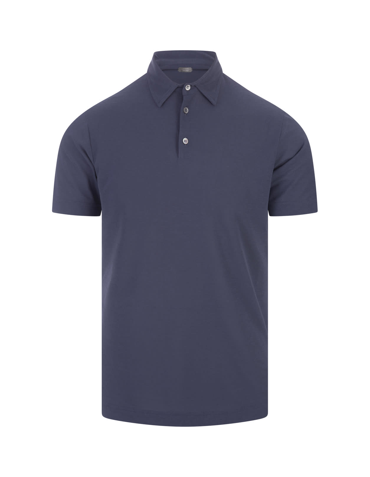 Avio Blue Cotton Short-sleeved Polo Shirt
