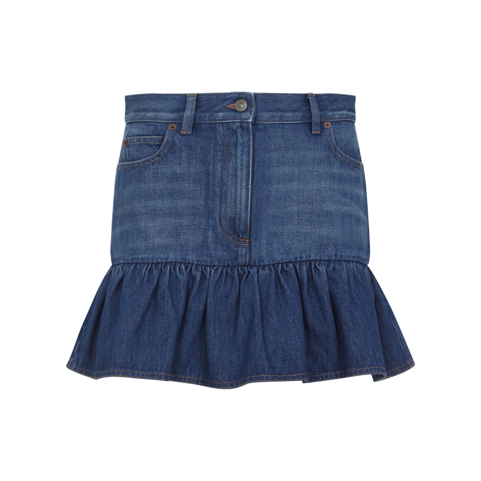 Valentino Garavani Mini Denim Skirt In Blue