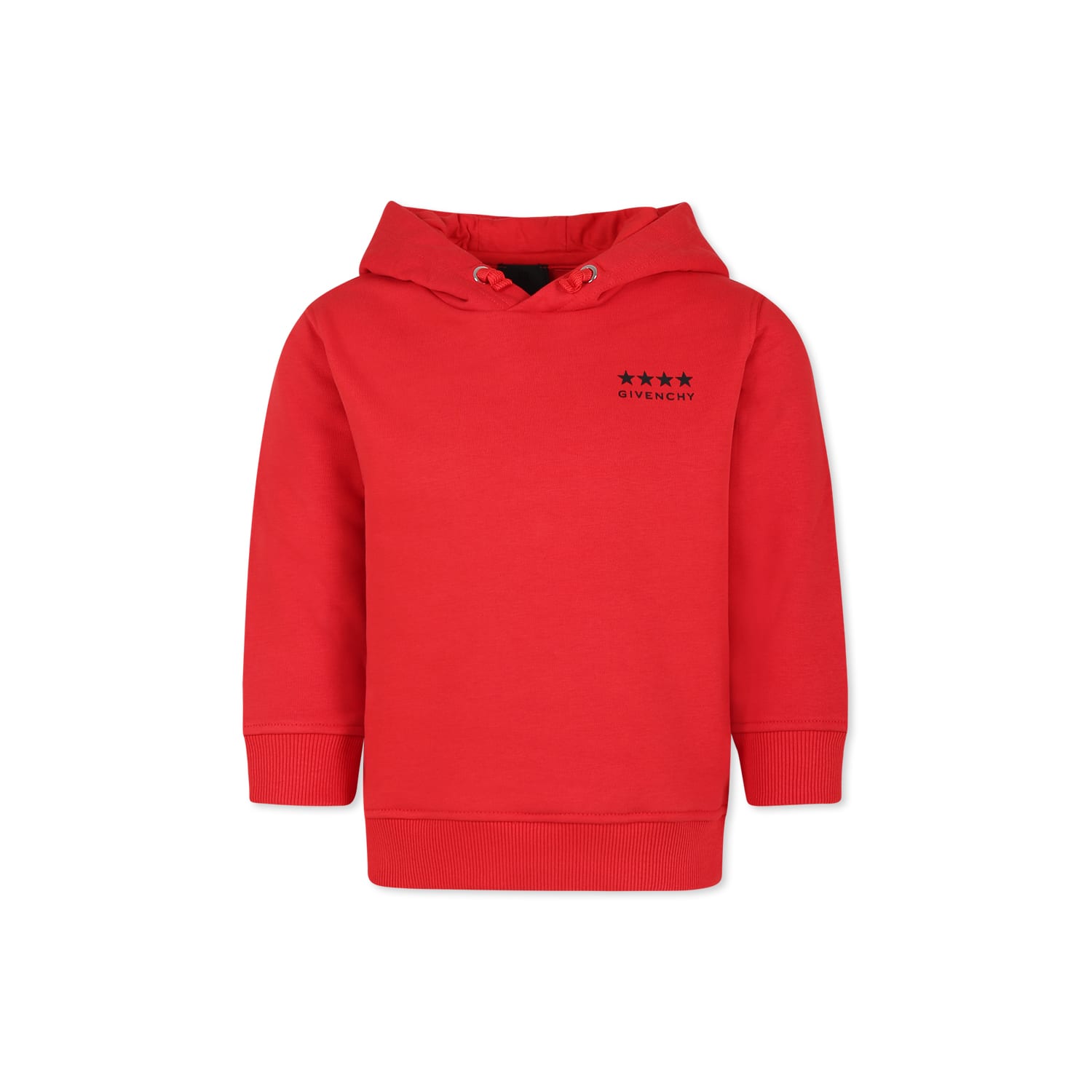 Givenchy Kids' Red Sweatshirt For Boy With Stars And Iconic 4g Motif