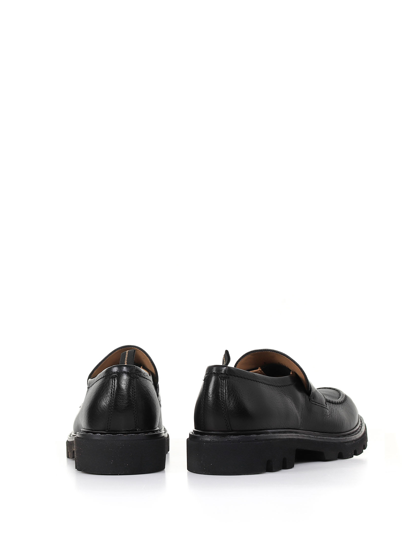 Shop Fabi Leather Loafers With Extralight Sole In Nero