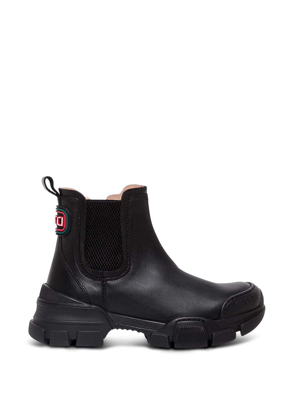 Gucci Babies' Black Leather Ankle Boots With Logo