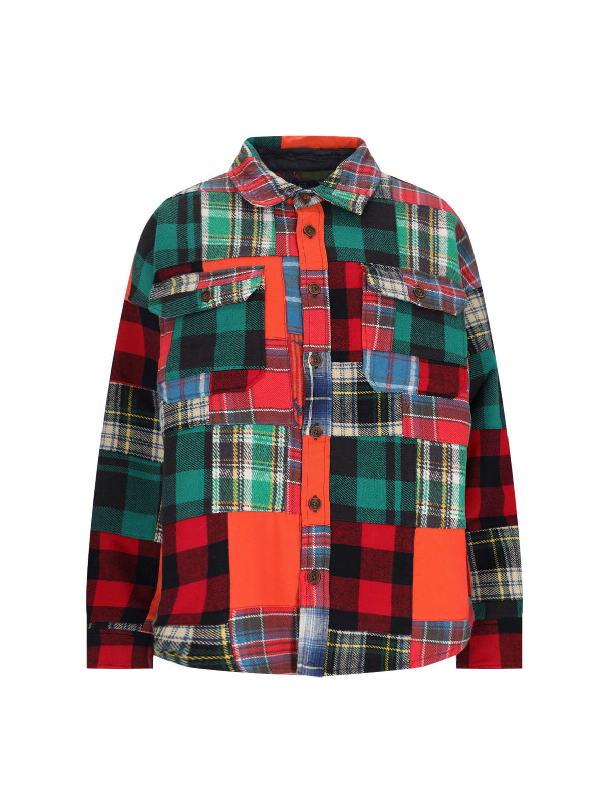 Shop Polo Ralph Lauren Patchwork Shirt In Green