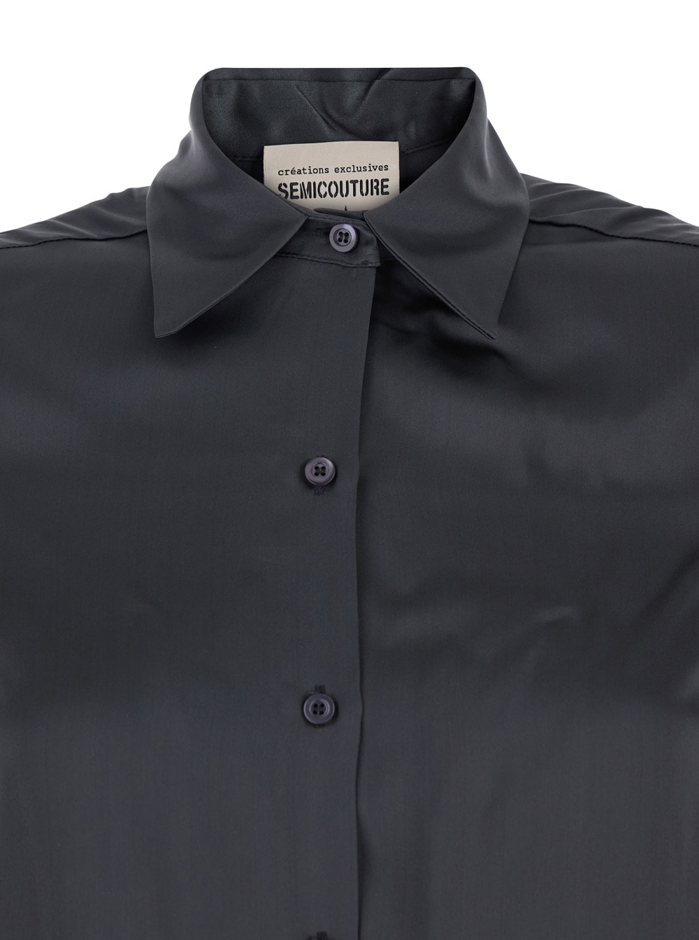 Semicouture Grey Shirt With Classic Collar In Silk Woman In Gray