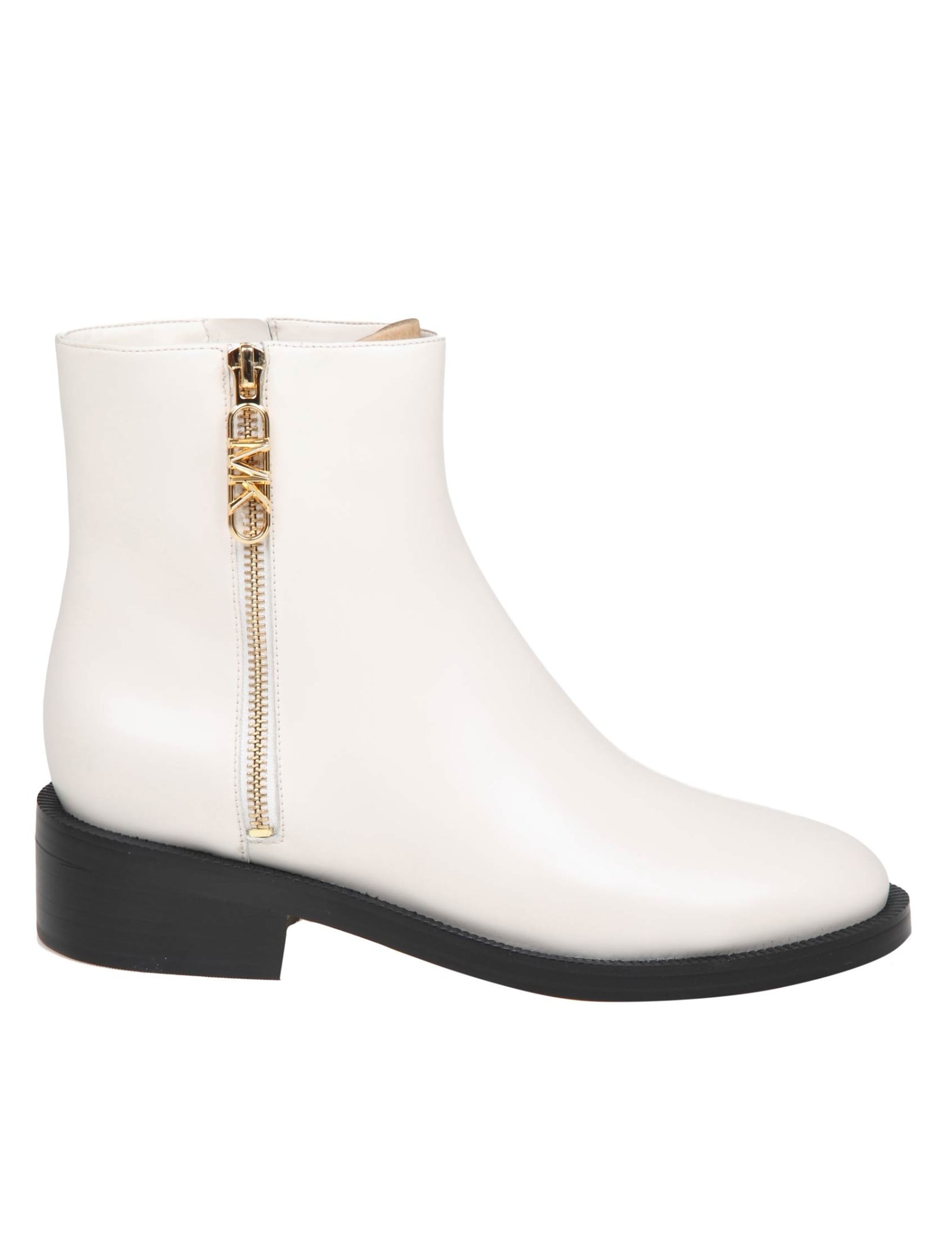 Michael Kors Leather Ankle Boot In Cream