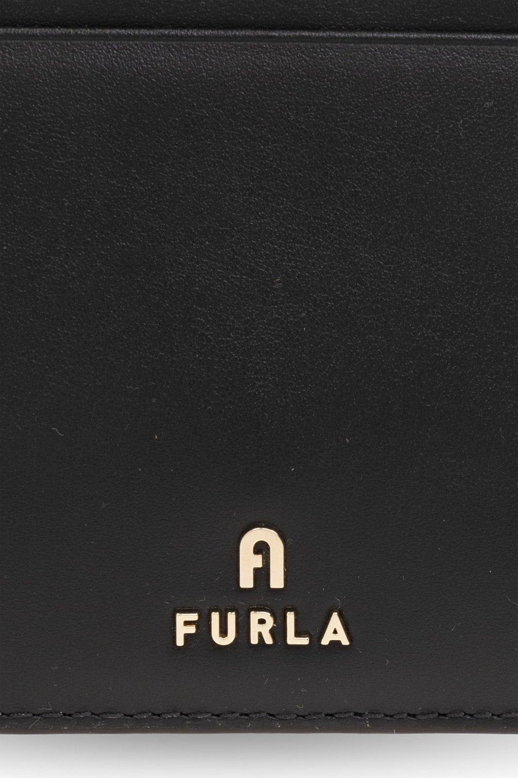 Shop Furla Camelia Logo Lettering Large Card Holder In Black