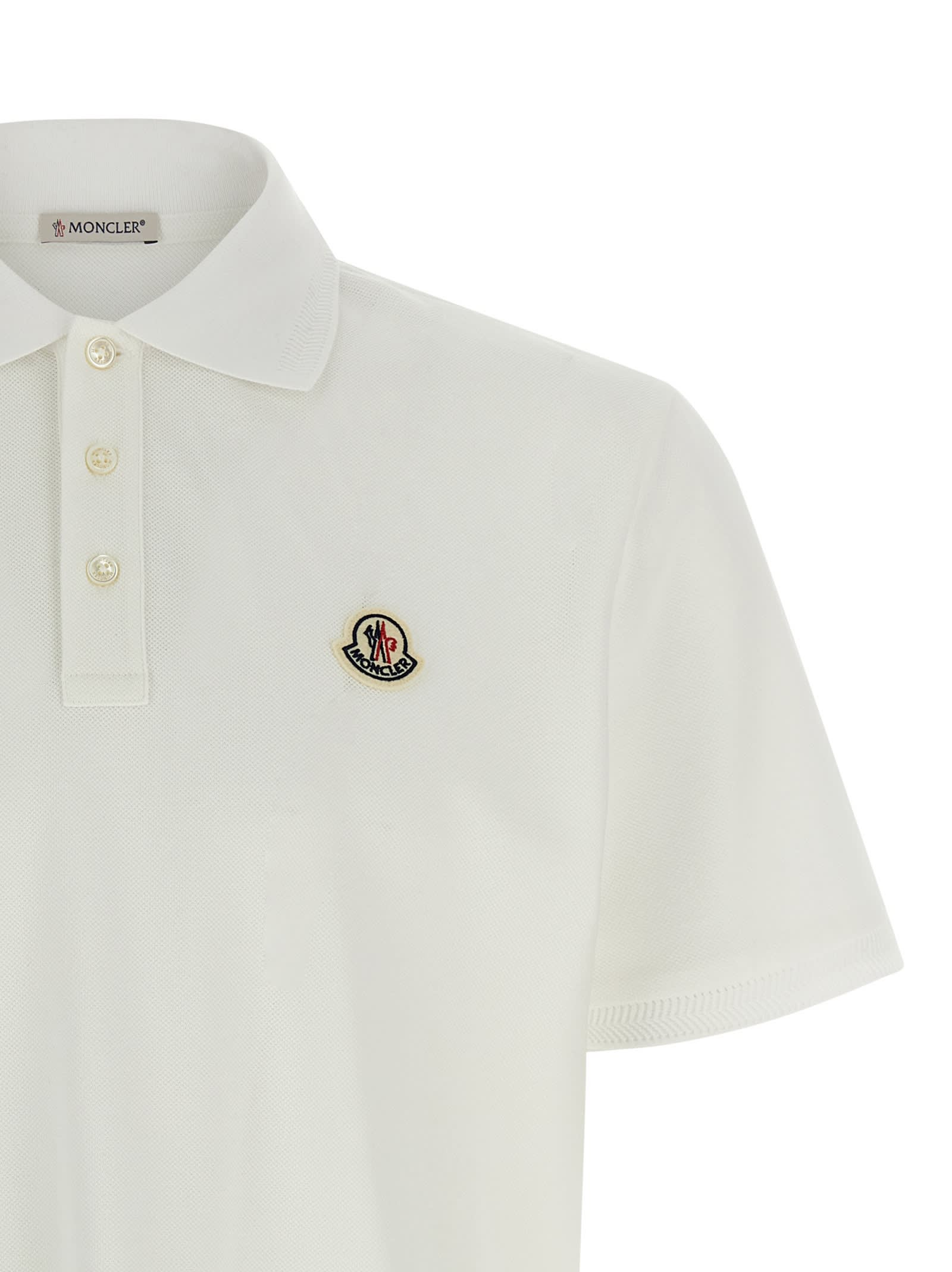 Moncler Logo Patch Polo Shirt In White