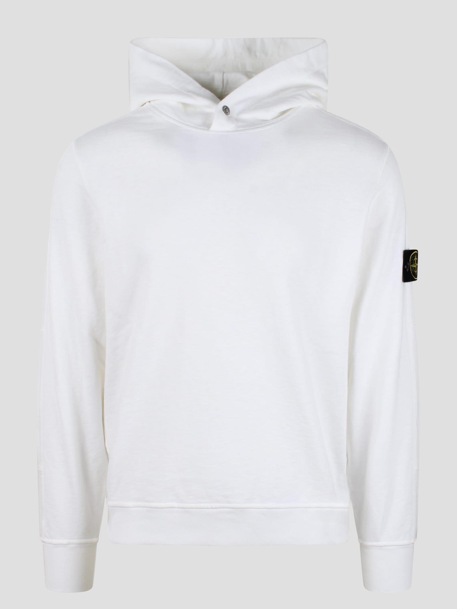 Shop Stone Island Snap Collar Hoodie In White