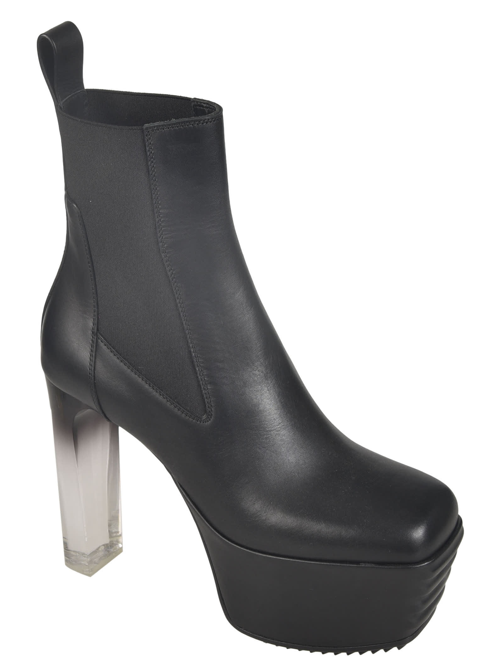 Shop Rick Owens Open Toe Minimal Grill Beatle Boots In Black/clear