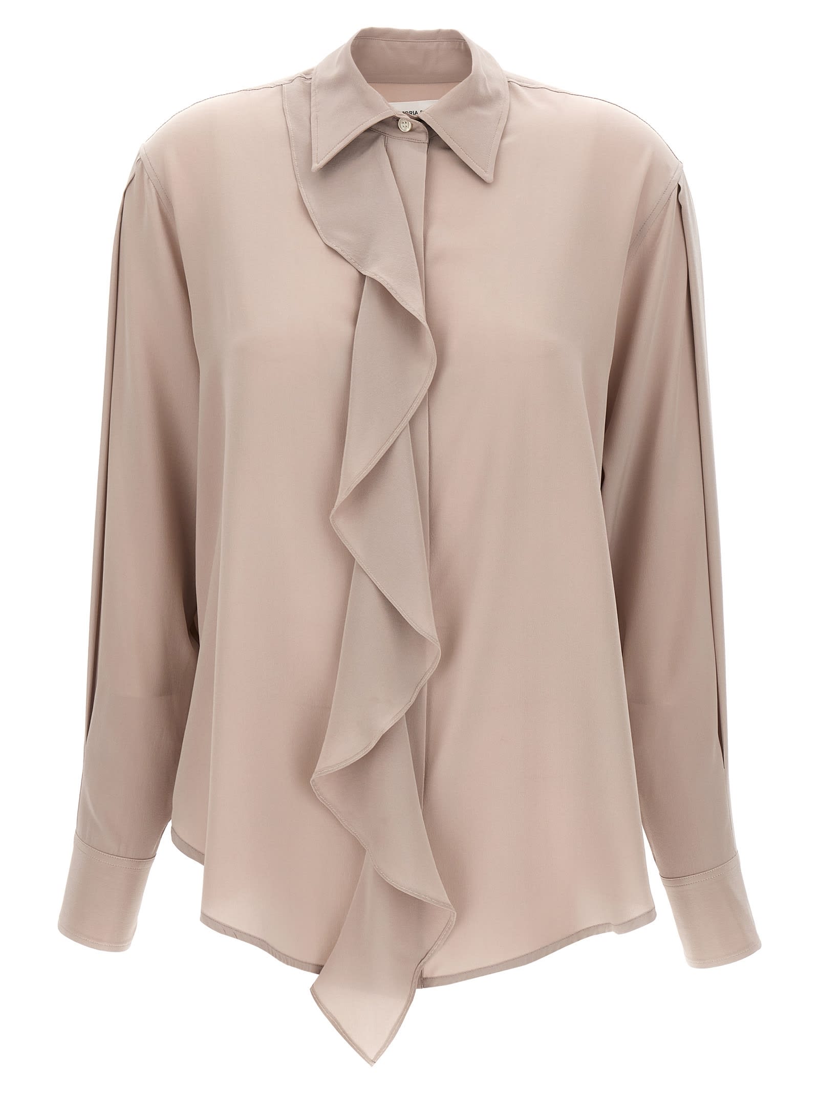 Victoria Beckham Purple Asymmetric Ruffle Blouse In Purple