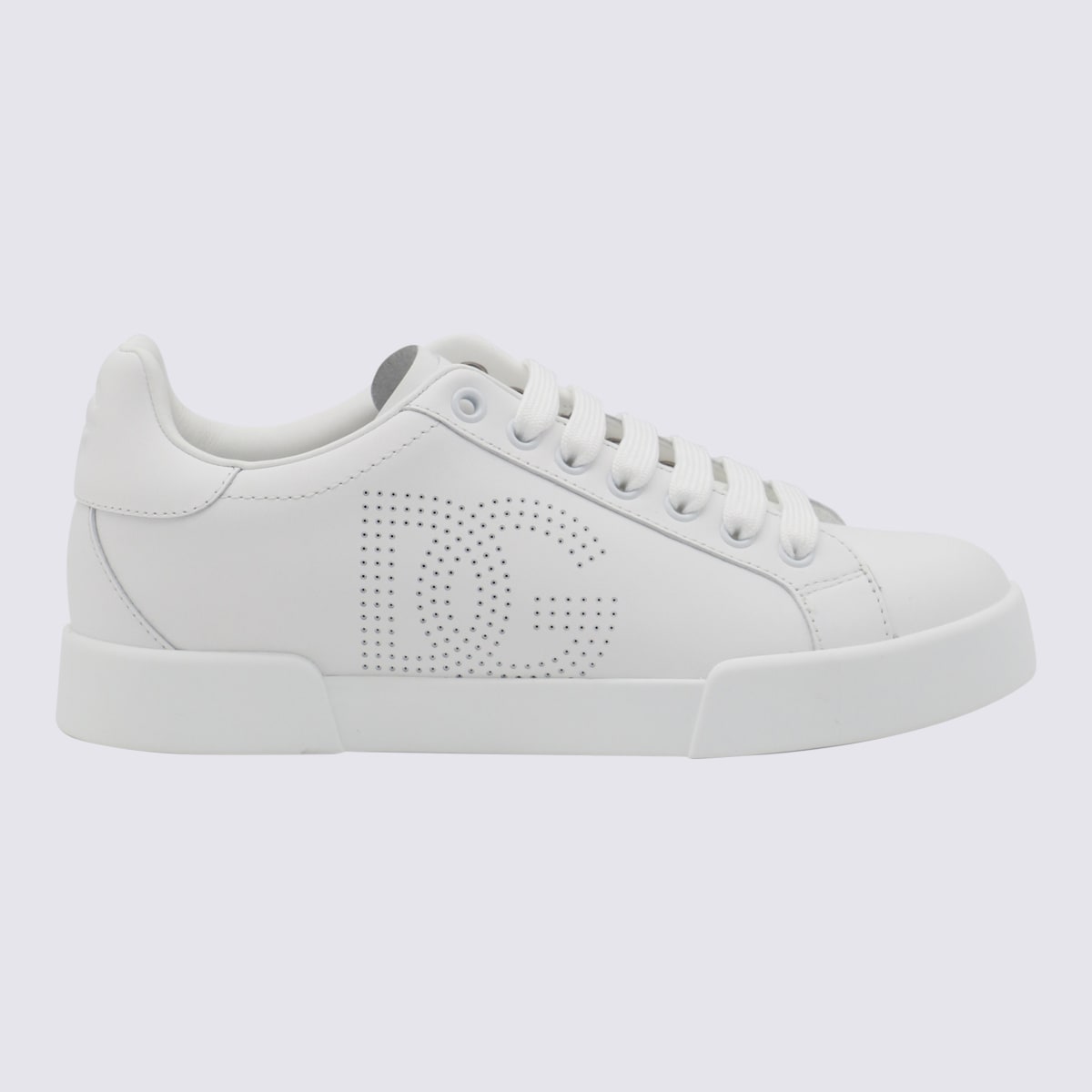 Shop Dolce & Gabbana White Leather Sneakers In White/white