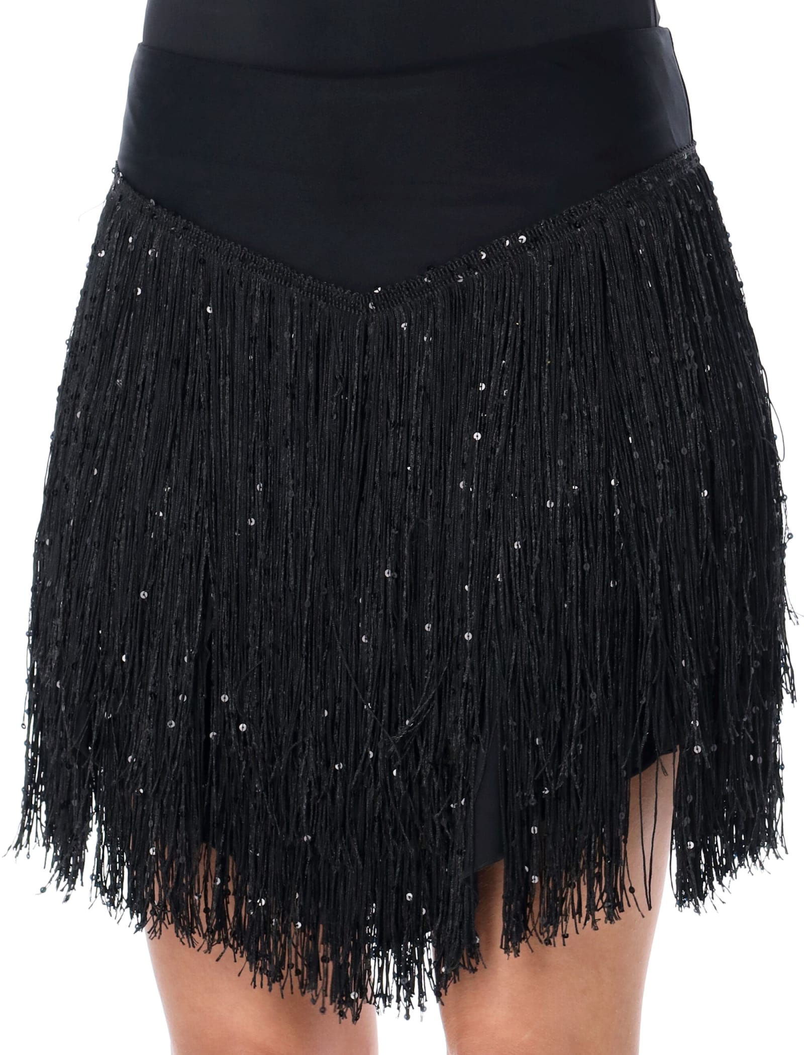 Shop Rotate Birger Christensen Fringed Skirt In Black