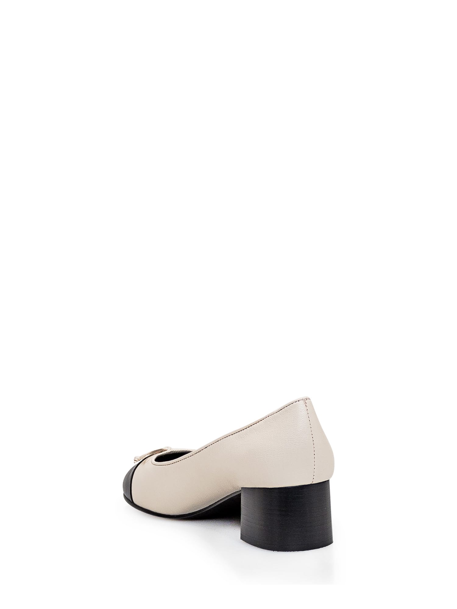 Shop Tory Burch Cap-toe Pump In Light Cream/perfect Black