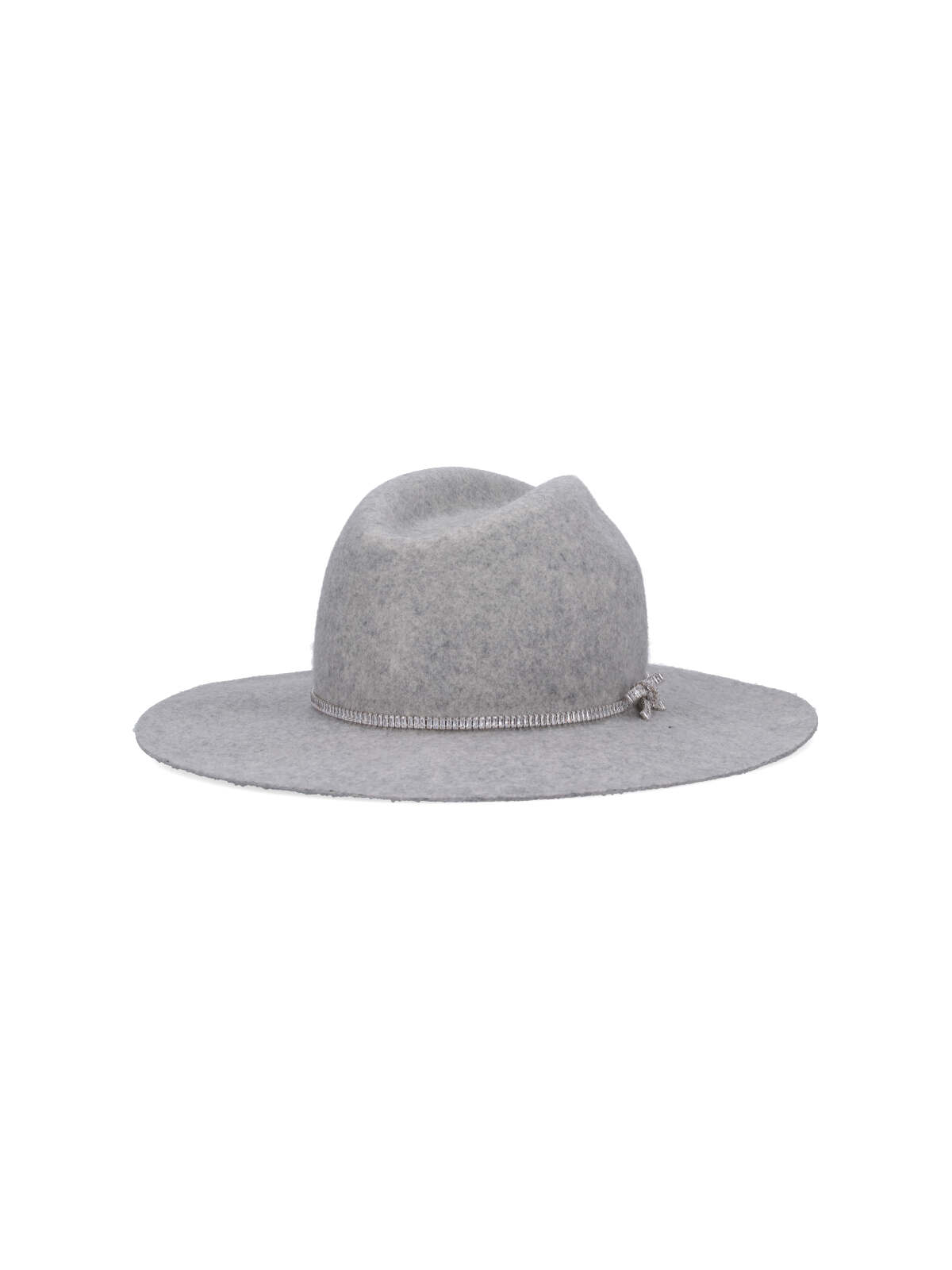 Shop Ermanno Scervino Fedora Hat With Strap In Gray